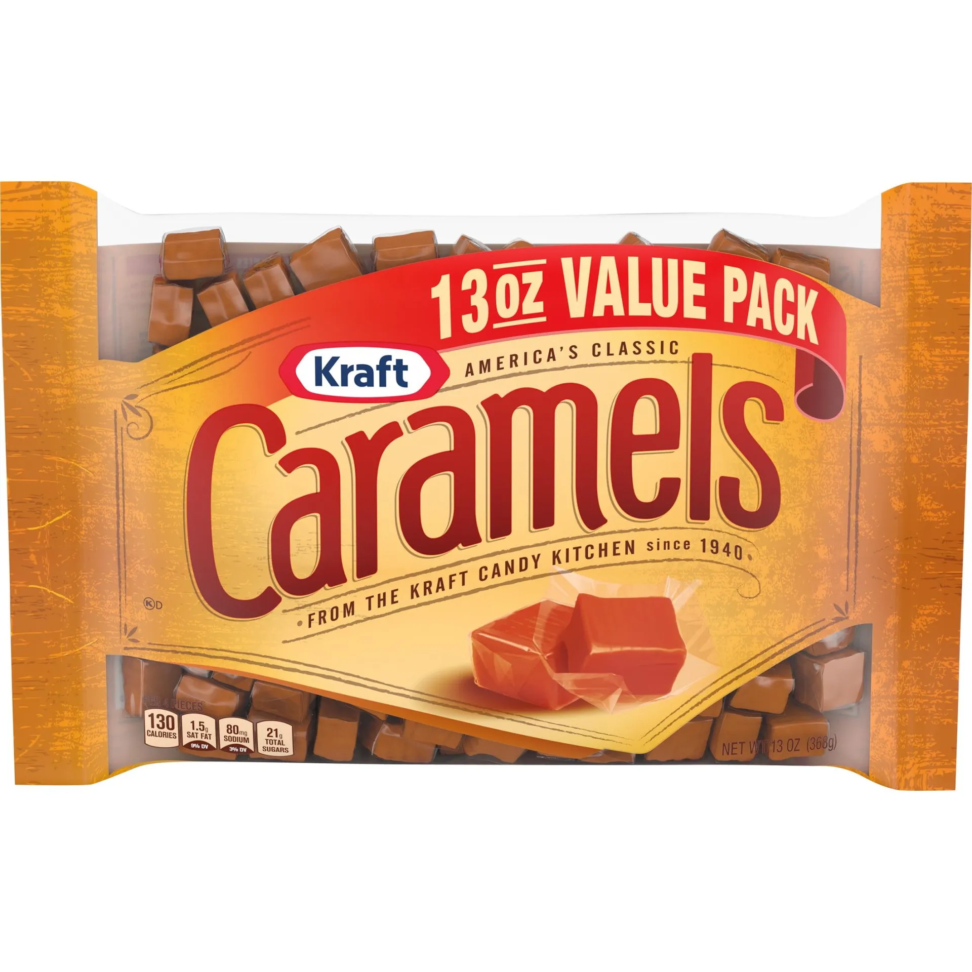 Kraft America's Classic Individually Wrapped Candy Caramels Value Pack, 13 oz Bag