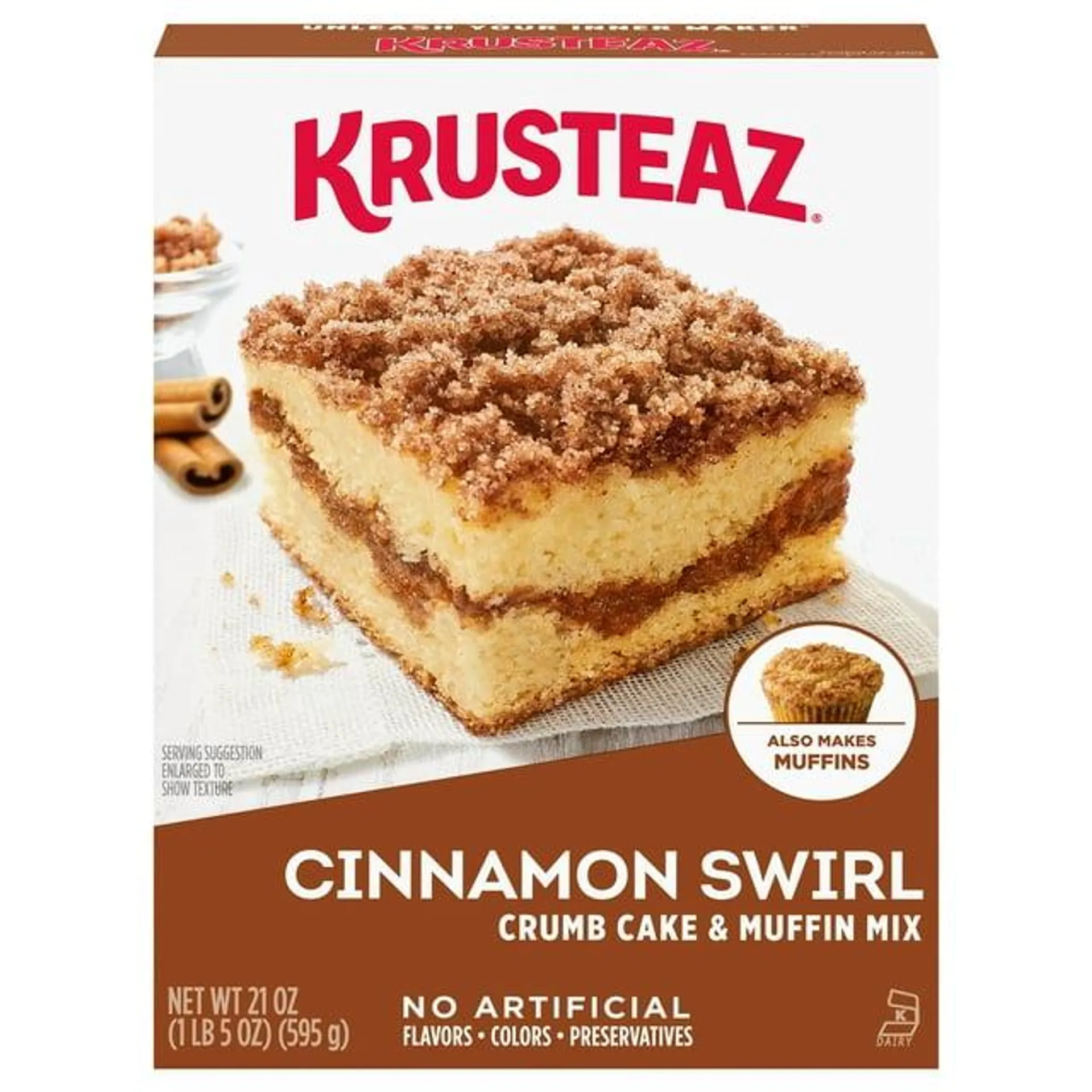 Krusteaz Cinnamon Swirl Crumb Cake & Muffin Mix 21 OZ. Box