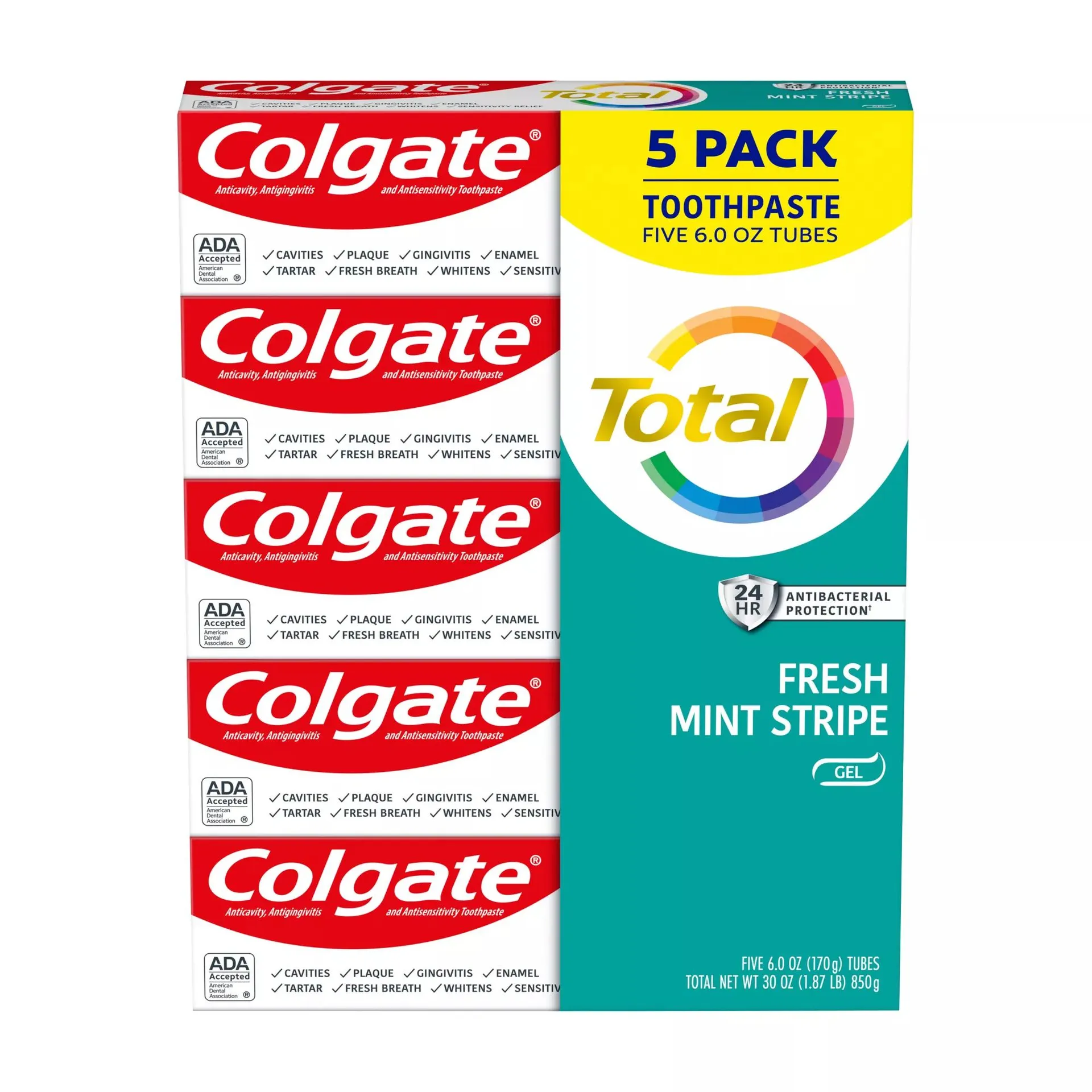 Colgate Total Stripe Toothpaste, 5 pk./6 oz. - Fresh Mint