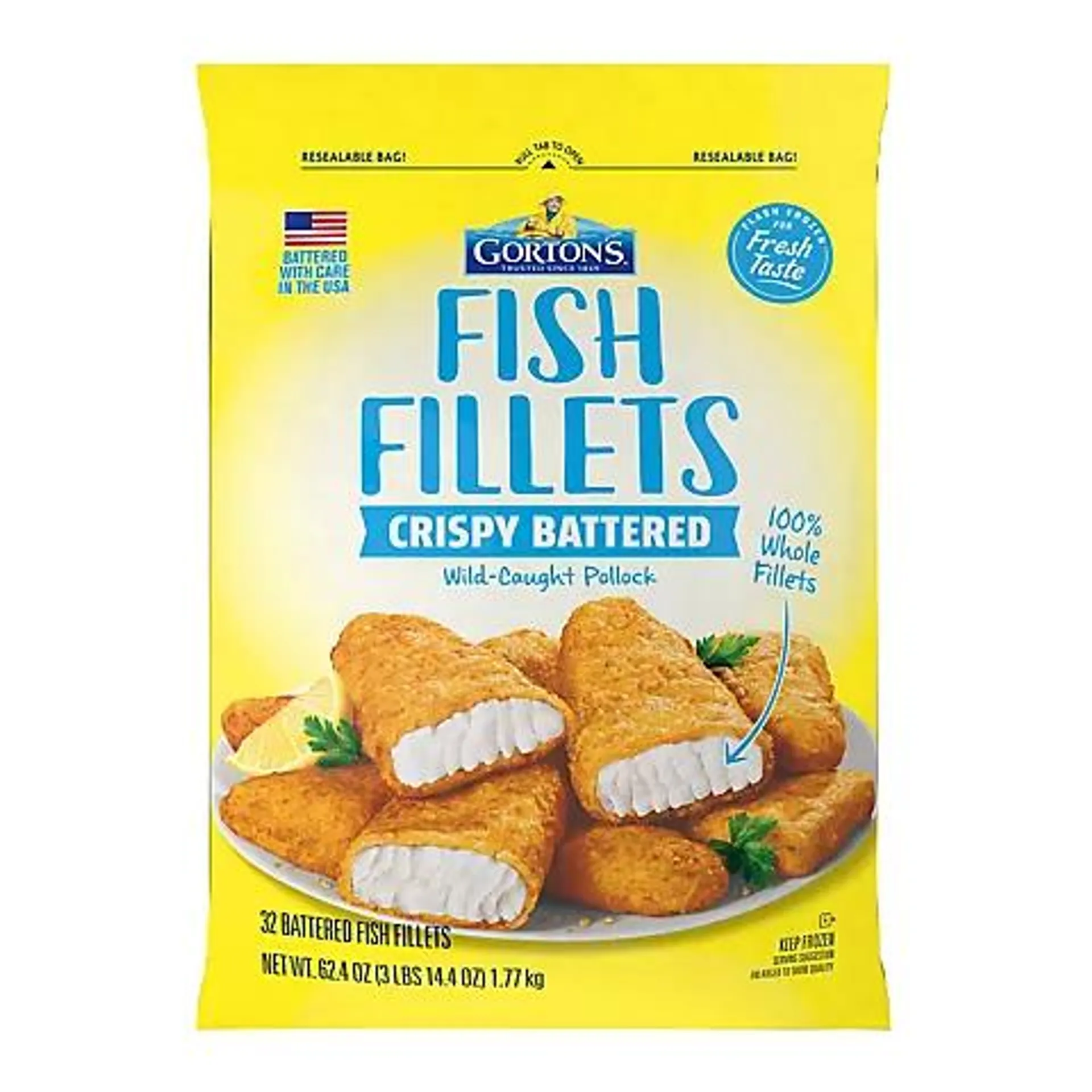 Gorton's Crispy Battered Wild Caught Pollock Frozen Fish Fillets, 32 ct.