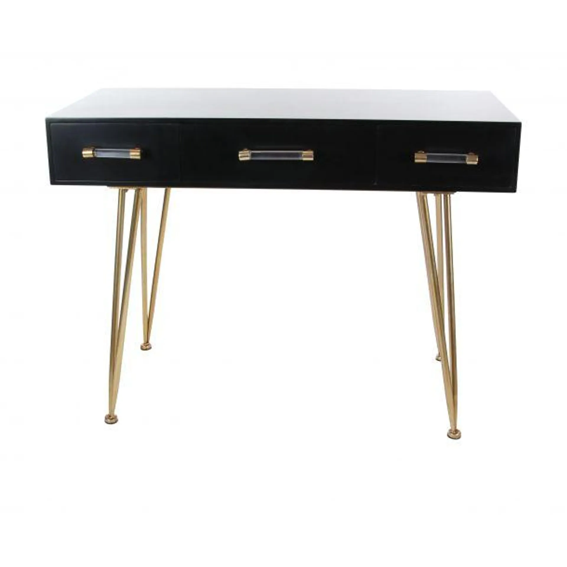 Modern 42" Wood Console Table with 3 Drawers by Marisol + Daisy - Black/Gold