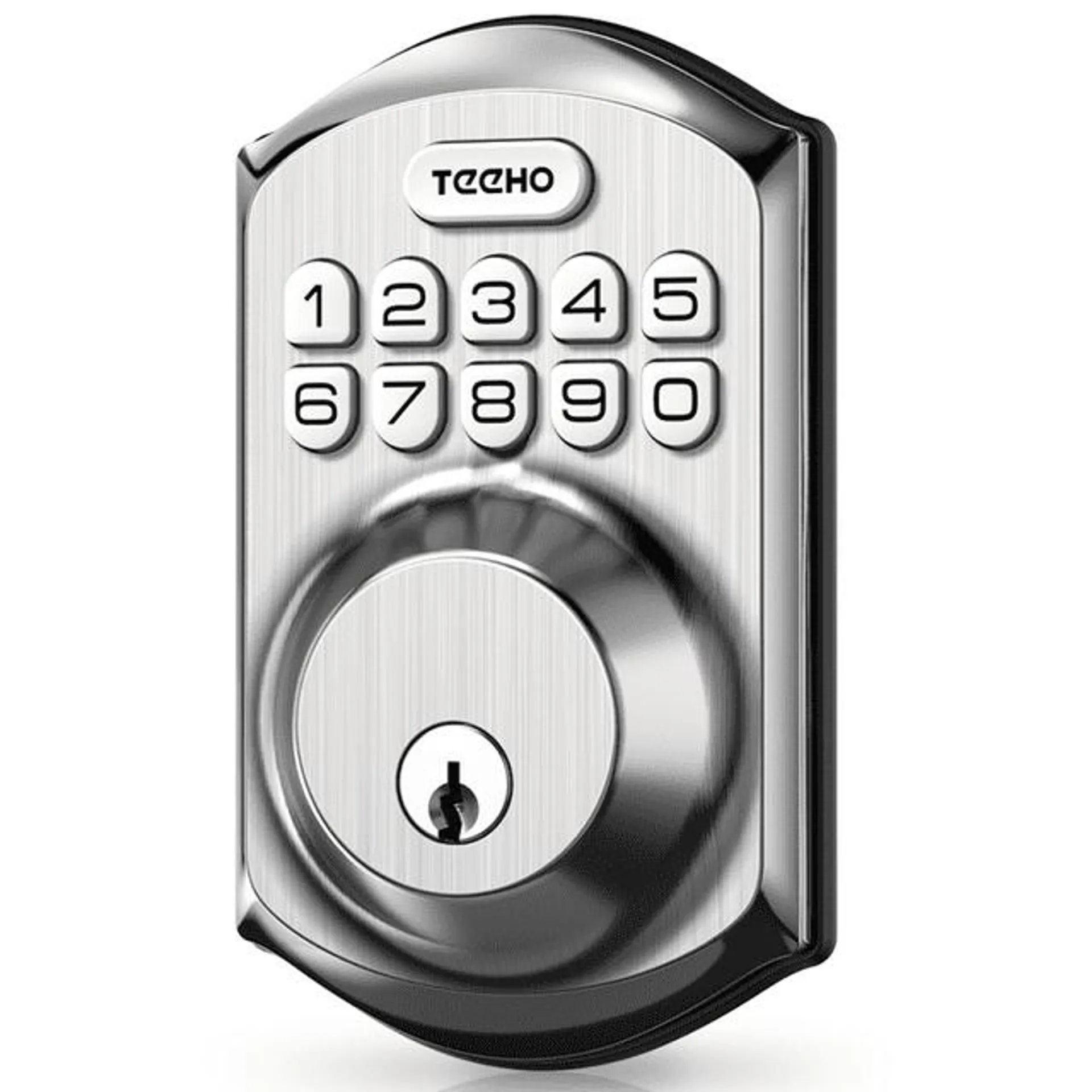 TEEHO Keyless Entry Door Lock Keypad Electronic Smart Deadbolt for Front Door Digital Lock Anti-Peeking Password,Easy Installation in Satin Nickel 1.76 Pounds