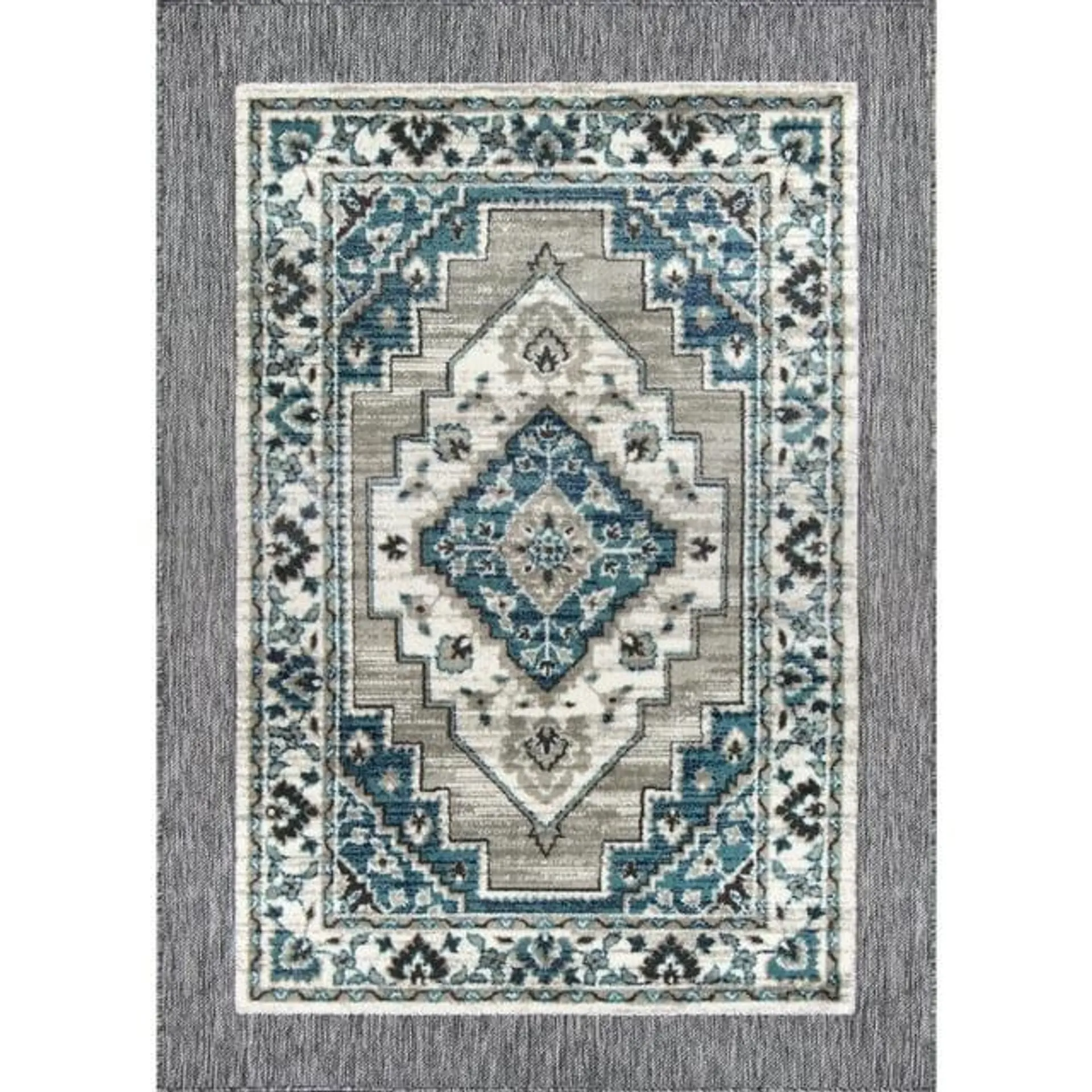 Mainstays Neutral Medallion Persian, Faux Layered, Indoor Area Rug, 5'x7'