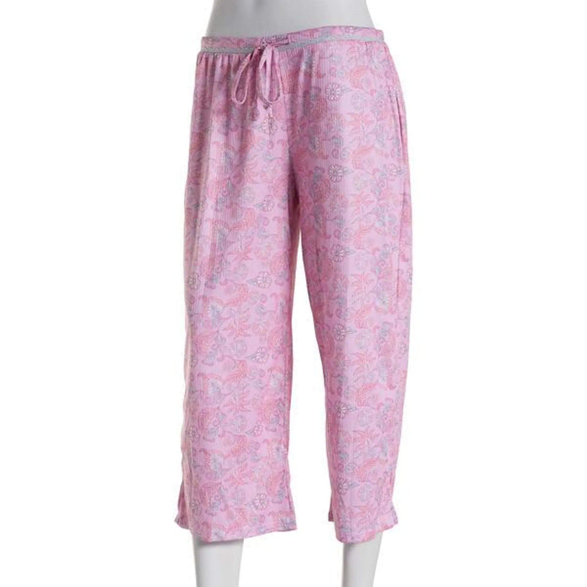 Womens Jessica Simpson Ribbed Brushed Paisley Capri Pajama Pants