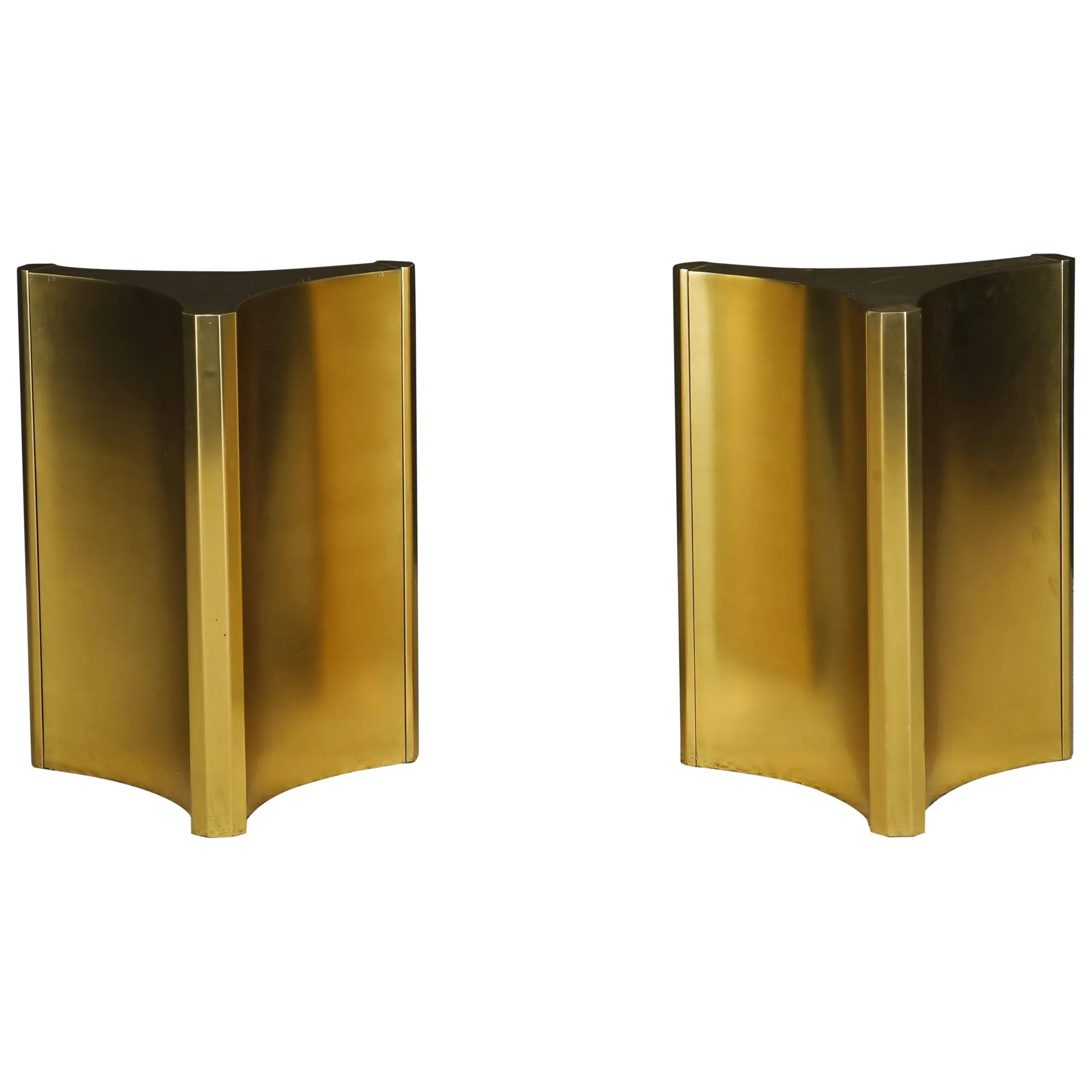 Mastercraft Brass Trilobi Triangular Dining Table Bases in Matte Finish, c 1970