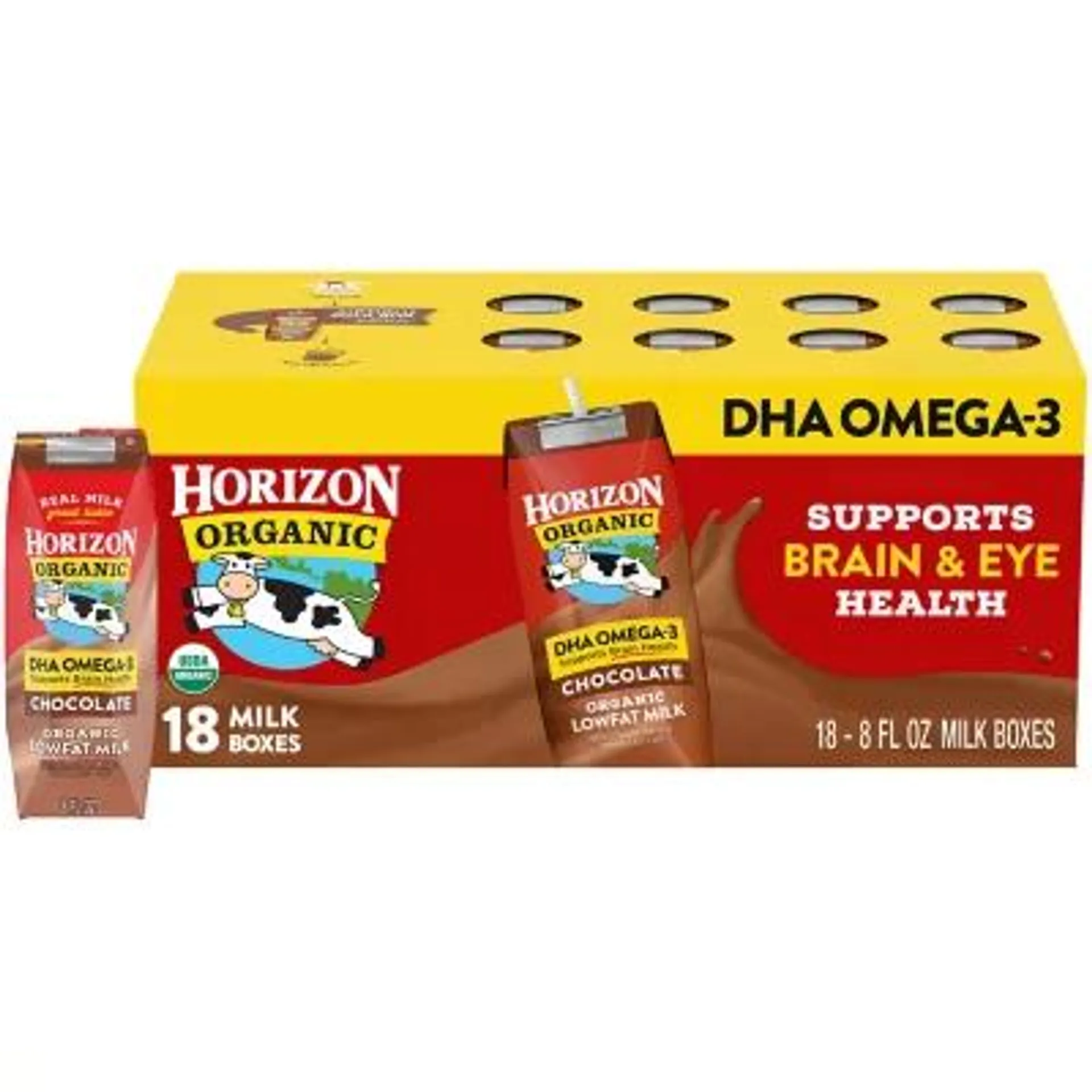 Horizon Organic Lowfat Chocolate Milk with DHA Omega-3 8 fl. oz., 18 pk.