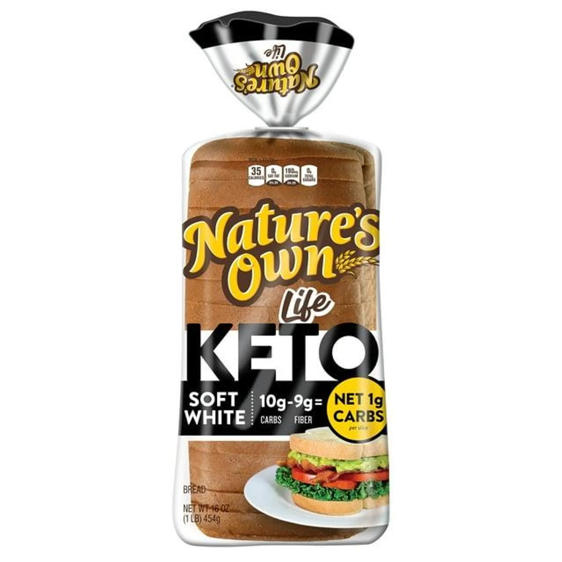 Nature's Own Life Keto Soft White Bread, Net 1 Carb Sliced White Keto Bread, 16 oz