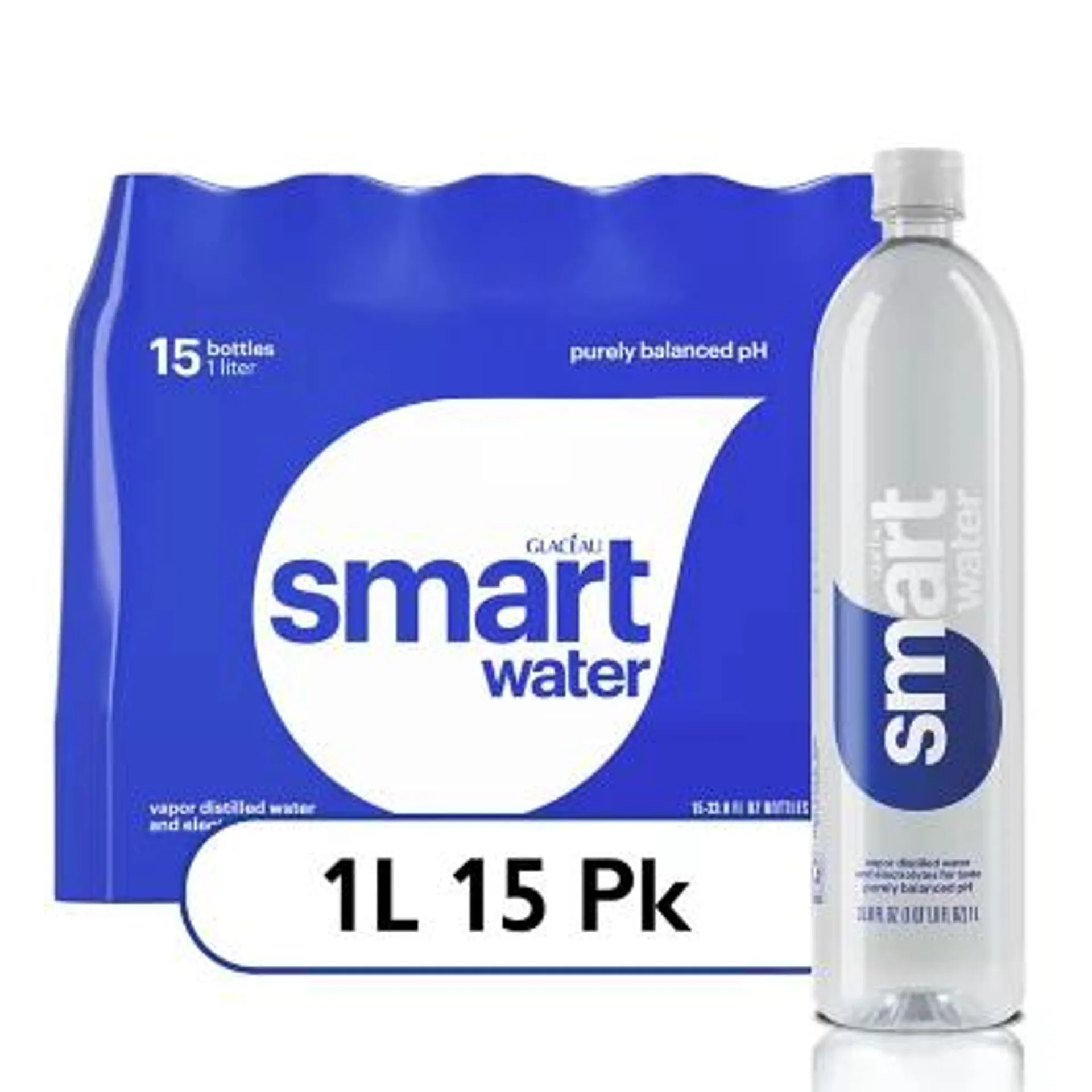 Glaceau SmartWater Bottled Water 1 L., 15 pk.