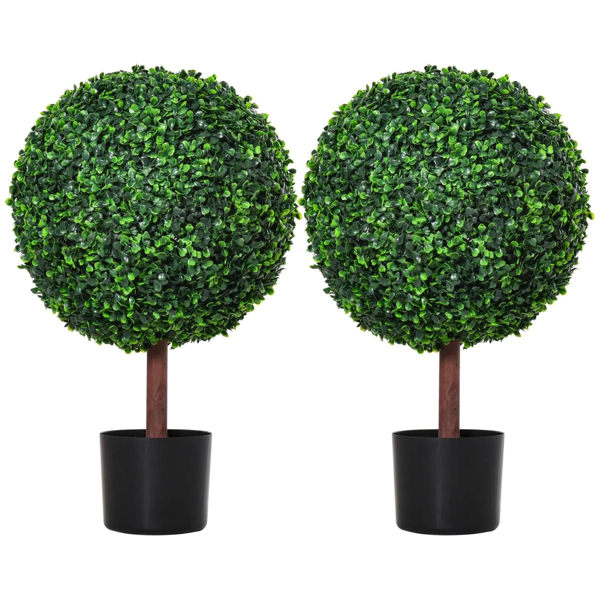 212 Main 844-P014 23.5 in. Outsunny Artificial Boxwood Ball Topiary Tree, Fake Decorative Plant, Nursery Pot Included for Porch O