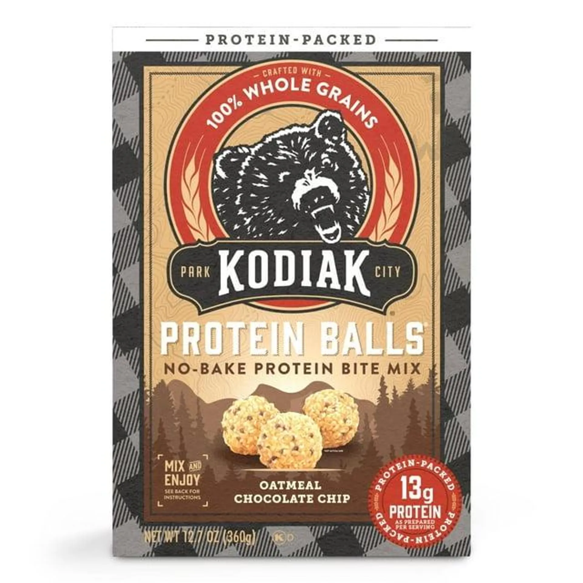 Kodiak Protein-Packed Oatmeal Chocolate Chip No-Bake Protein Ball Mix, 12.7 oz Box