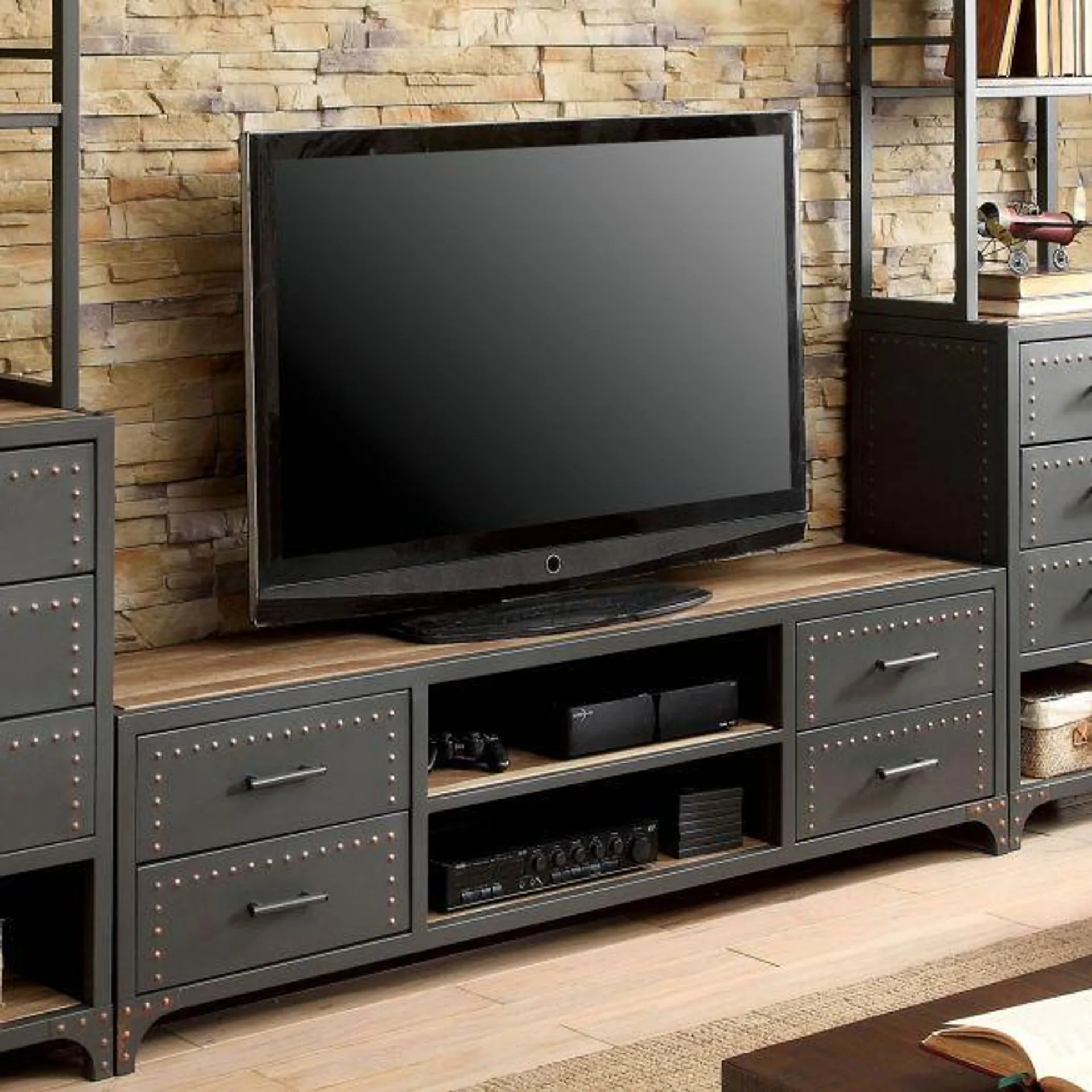 Galway 60" TV Stand - Gray/Natural Tone