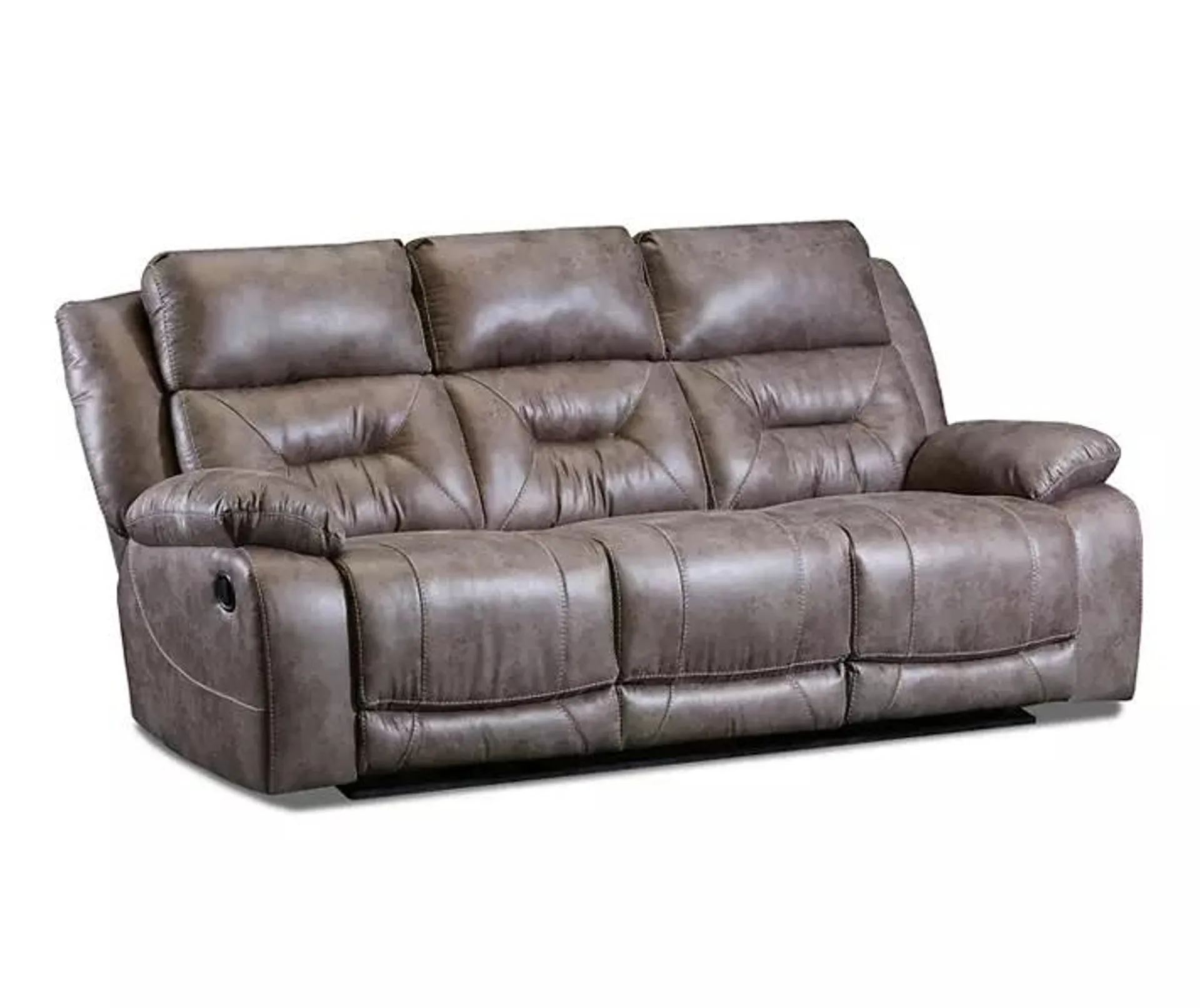 Silver Taupe Faux Leather Reclining Sofa