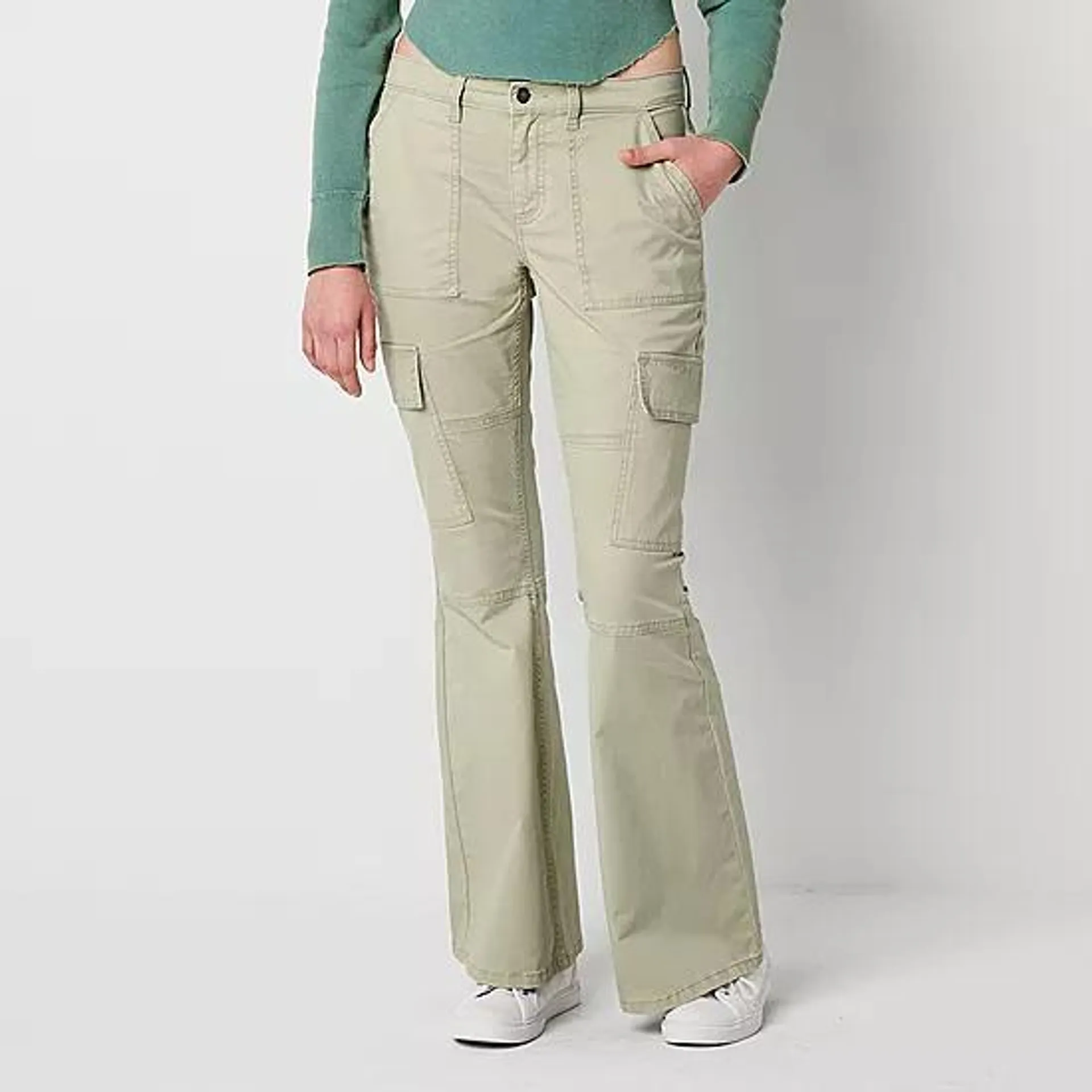 Arizona Womens Low Rise Flare Cargo Pant-Juniors