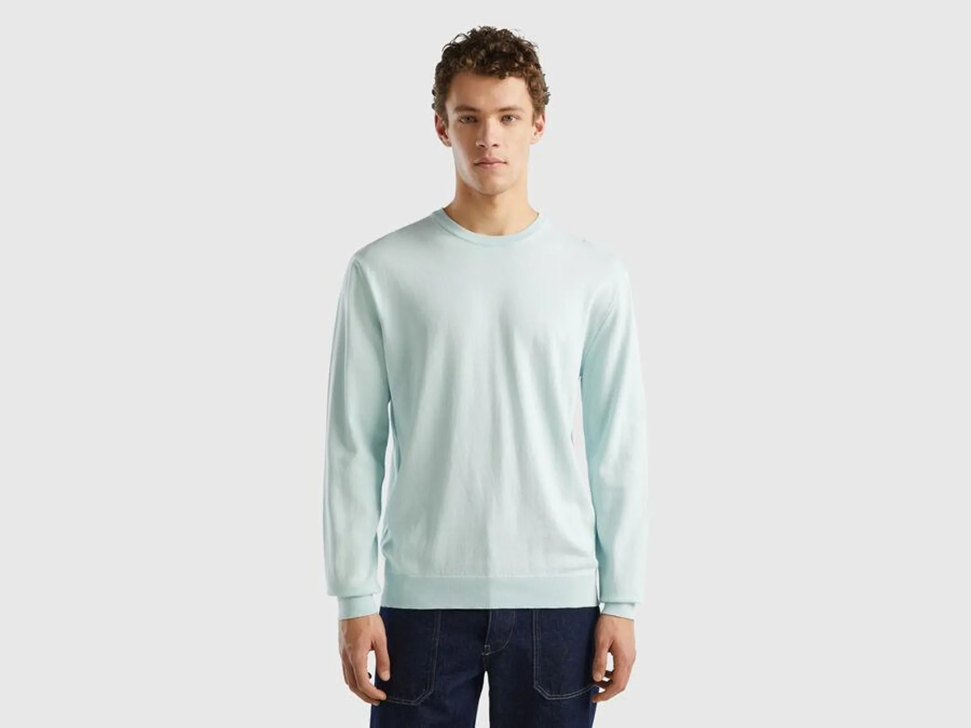 Crew neck sweater in 100% cotton