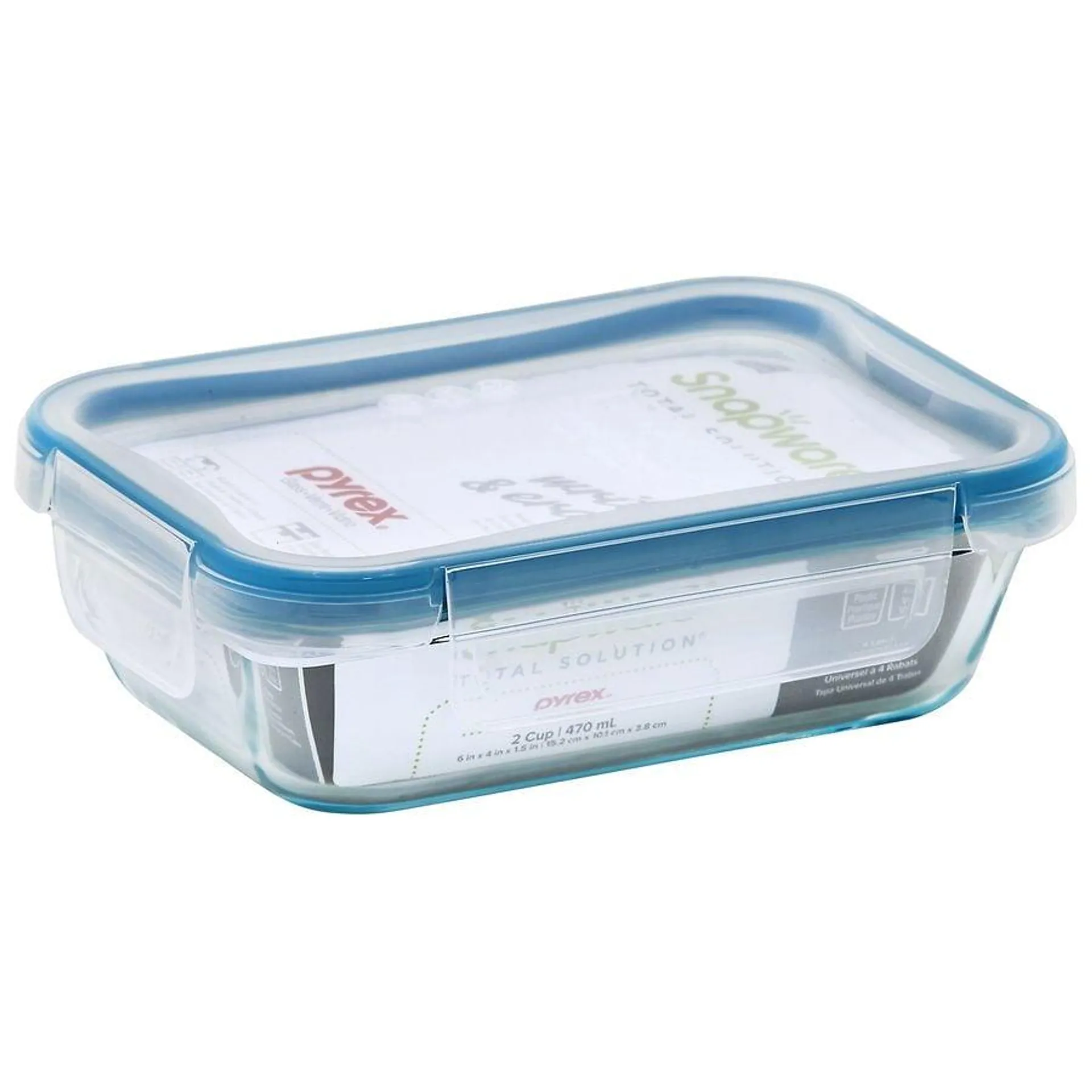 Pyrex Snapware Total Solution Glass Food Storage, Rectangle 2 Cup, 1.0 ea