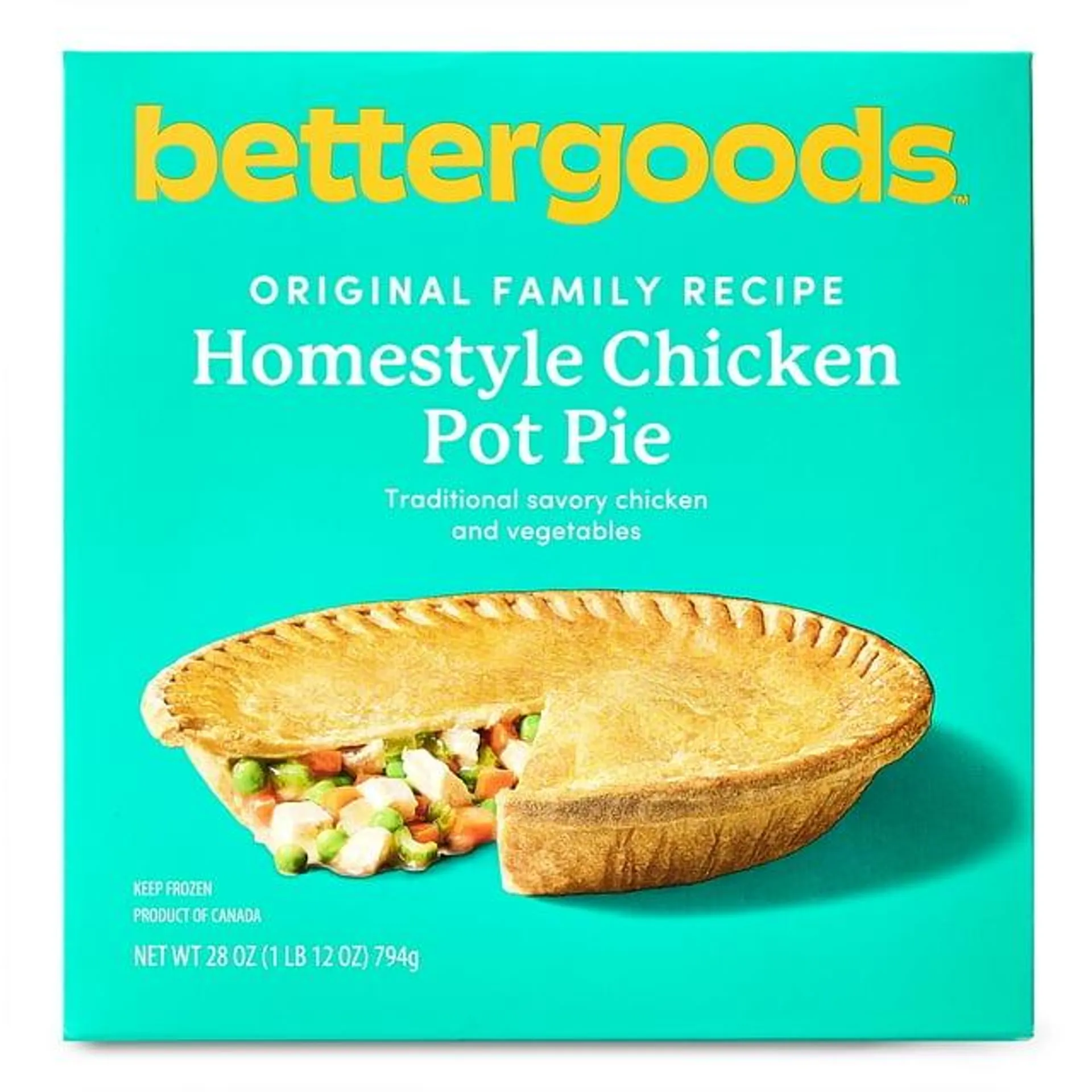 bettergoods Homestyle Chicken Pot Pie, Large Size Frozen Meal, 28 oz