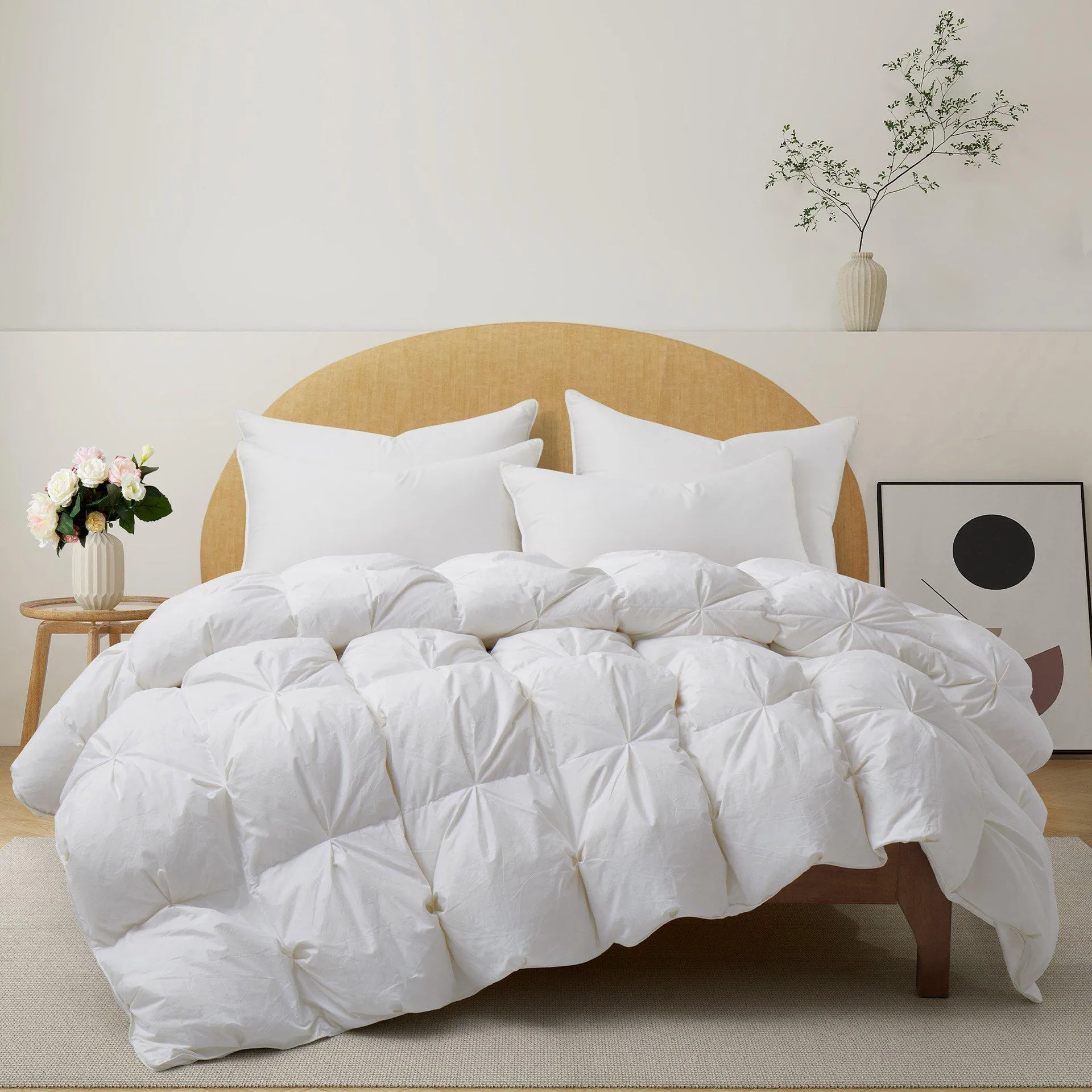 Peace Nest Goose Down Feather Comforter Duvet Insert - All Season Bedding Comforter with Corner Tabs - Fluffy Soft Goose Down Duvet