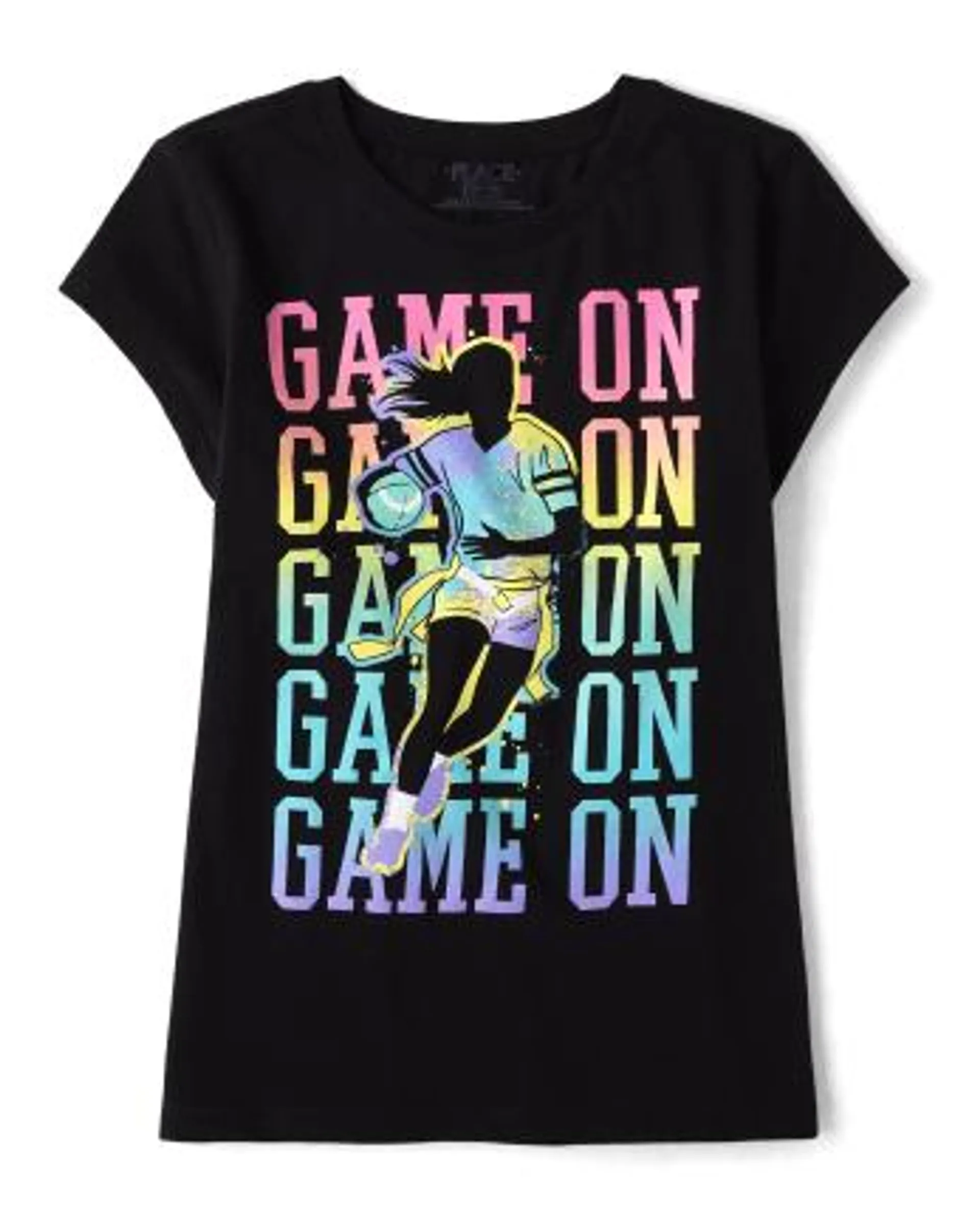 Girls Flag Football Graphic Tee - black