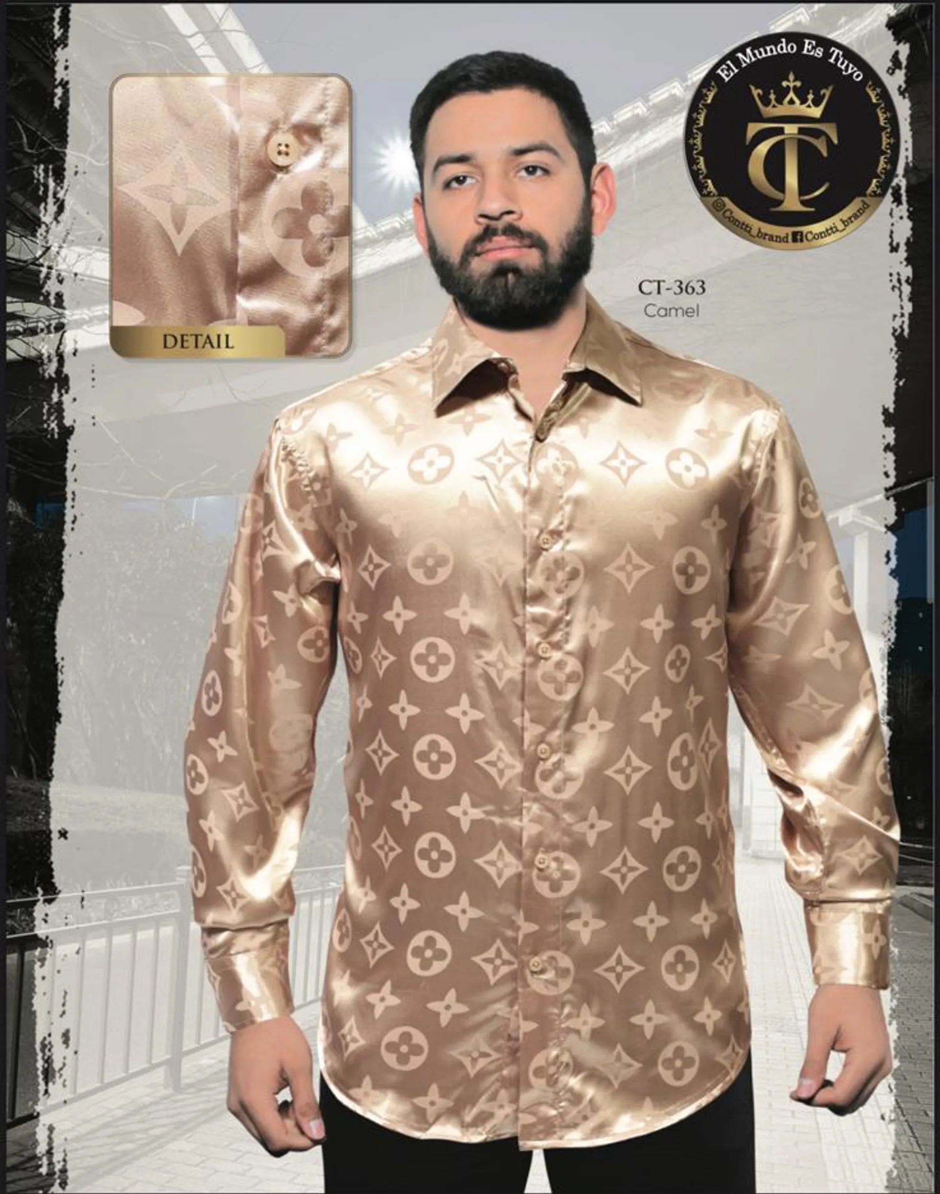 Camisa de Moda Contti Color Camel Estampada CT-363C