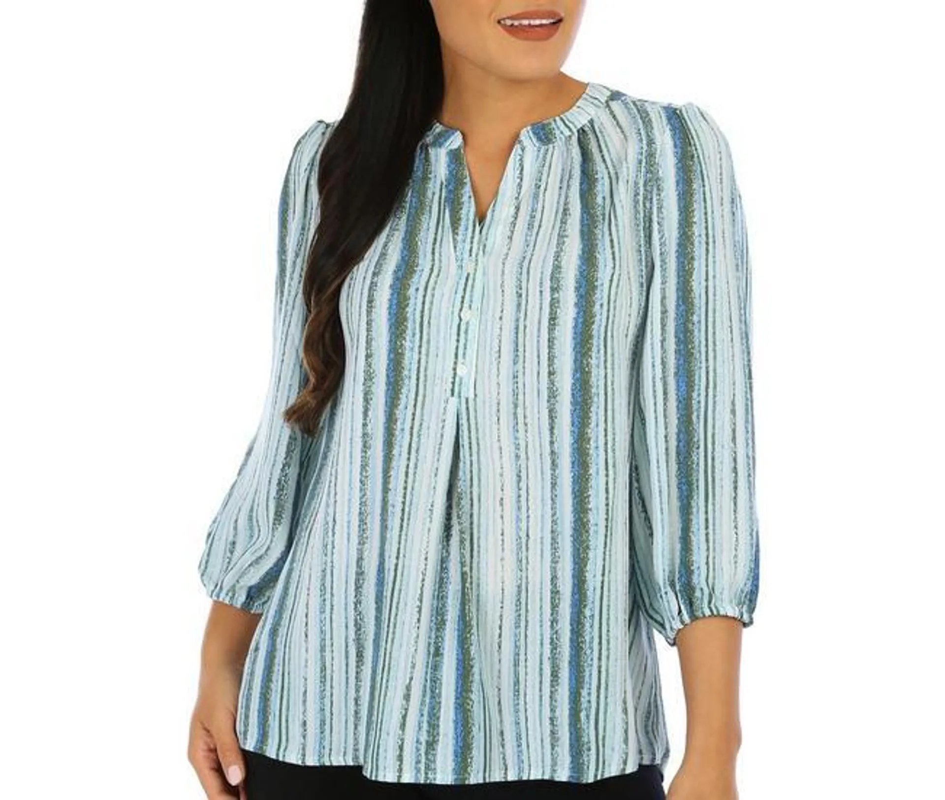 Womens Stripe 3/4 Sleeve Top