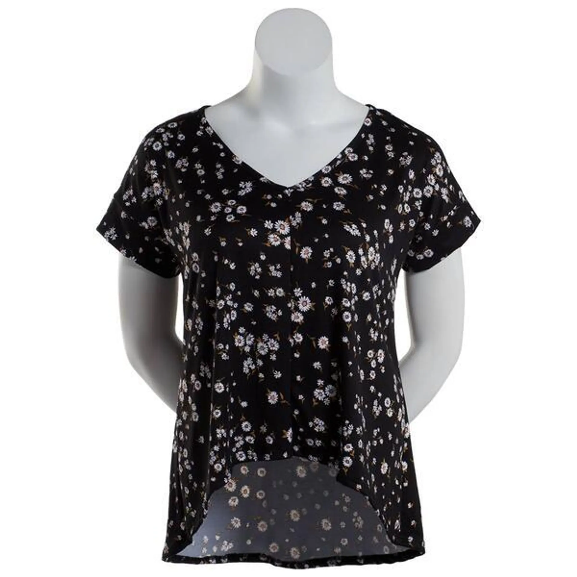 Womens C’est La Vie Short Sleeve Floral High Low Tee