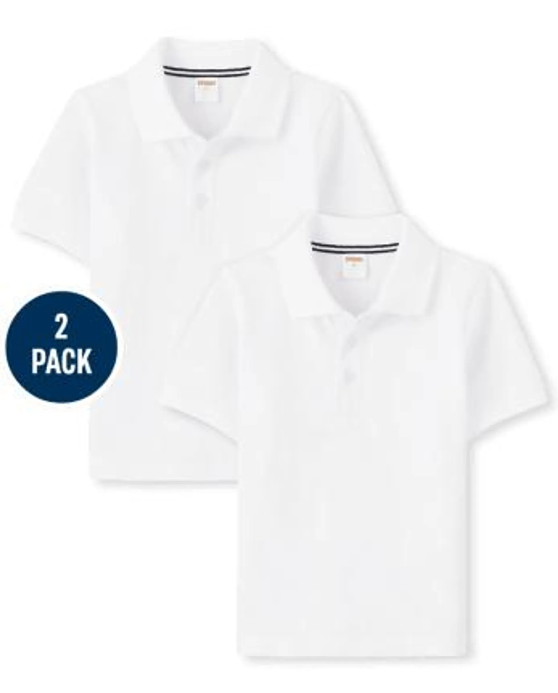 Boys Stain Resistant Polo 2-Pack - Uniform - white