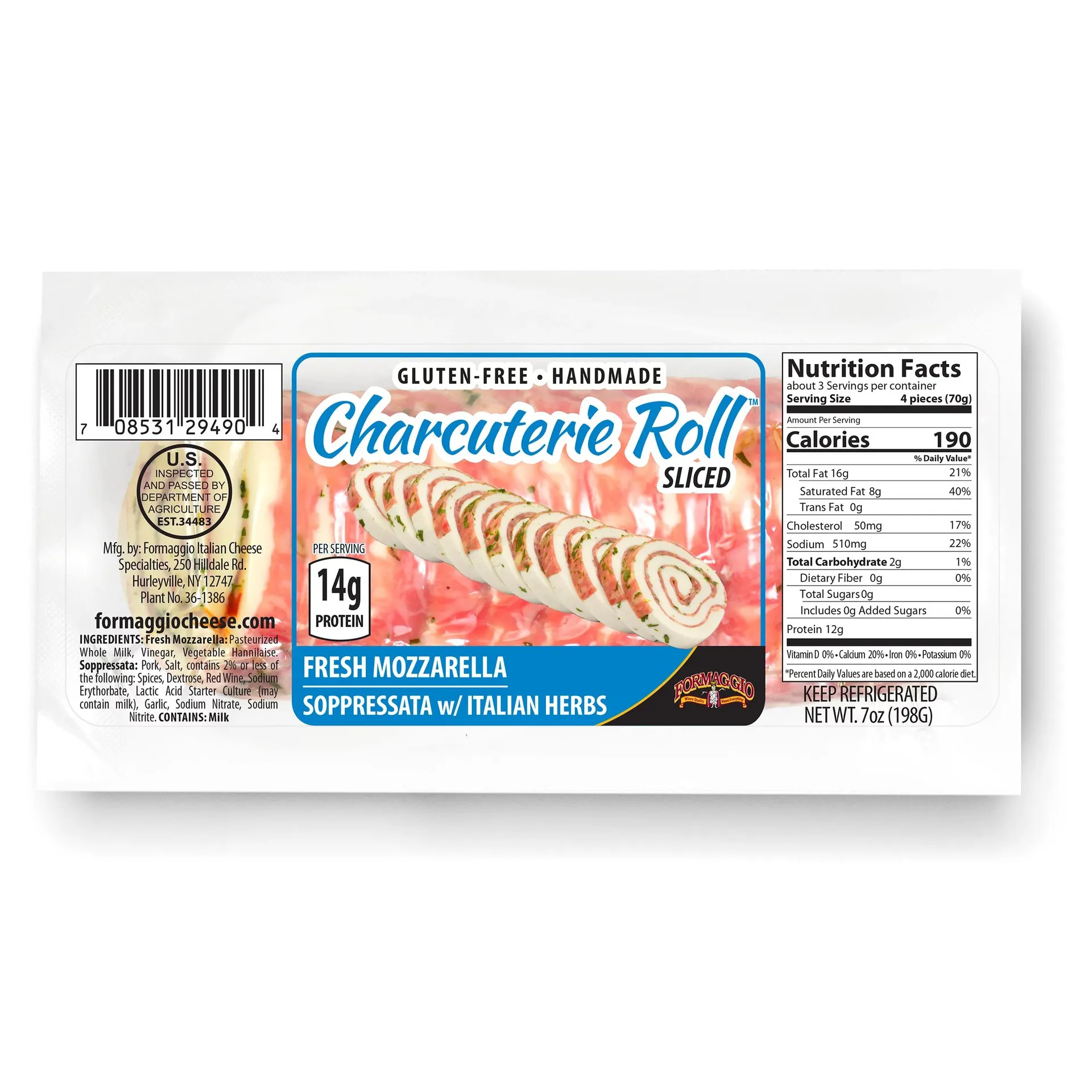 Formaggio Charcuterie Roll - Mozzarella Soppressata