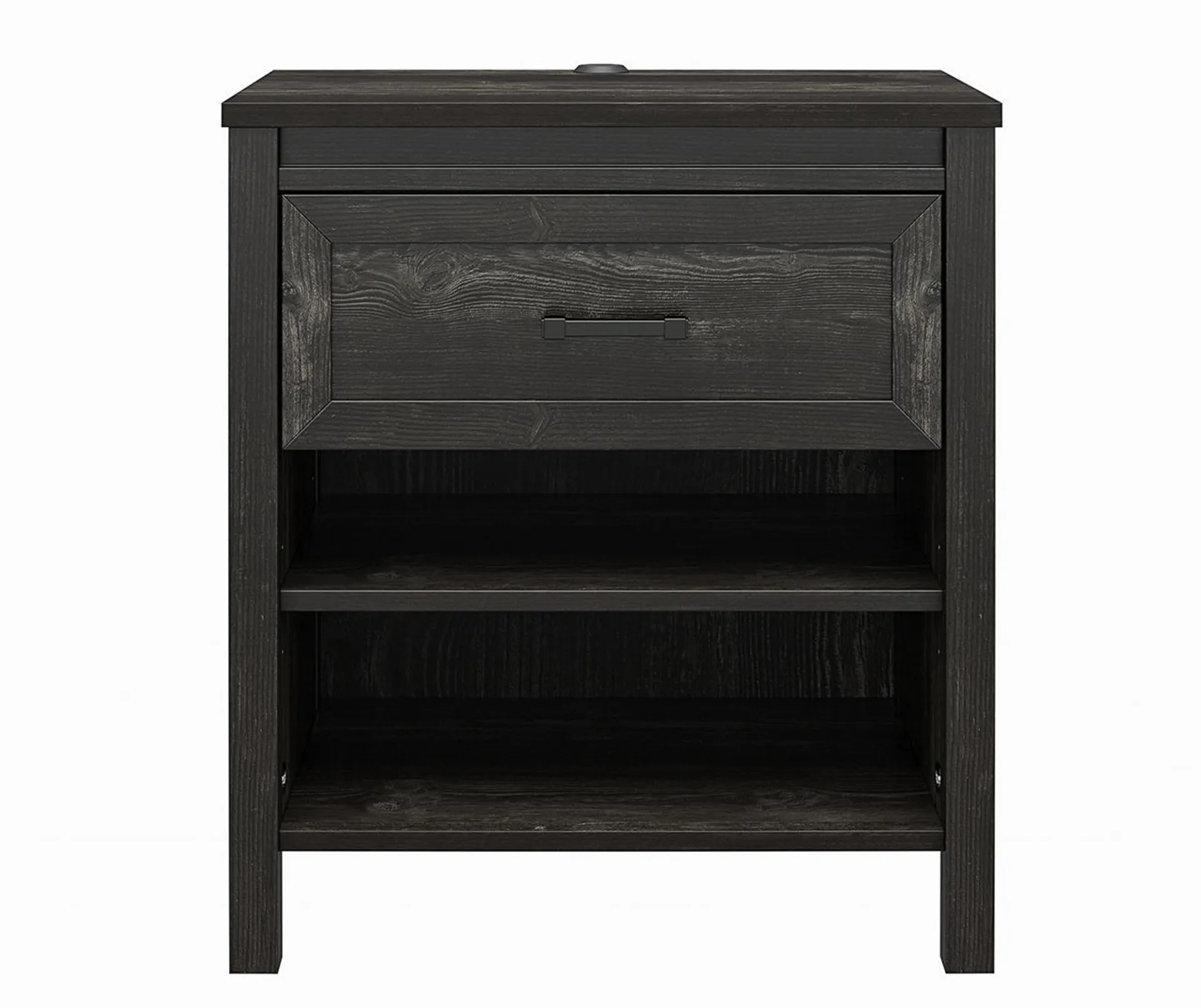 Silverton Black Oak Nightstand with USB Charging