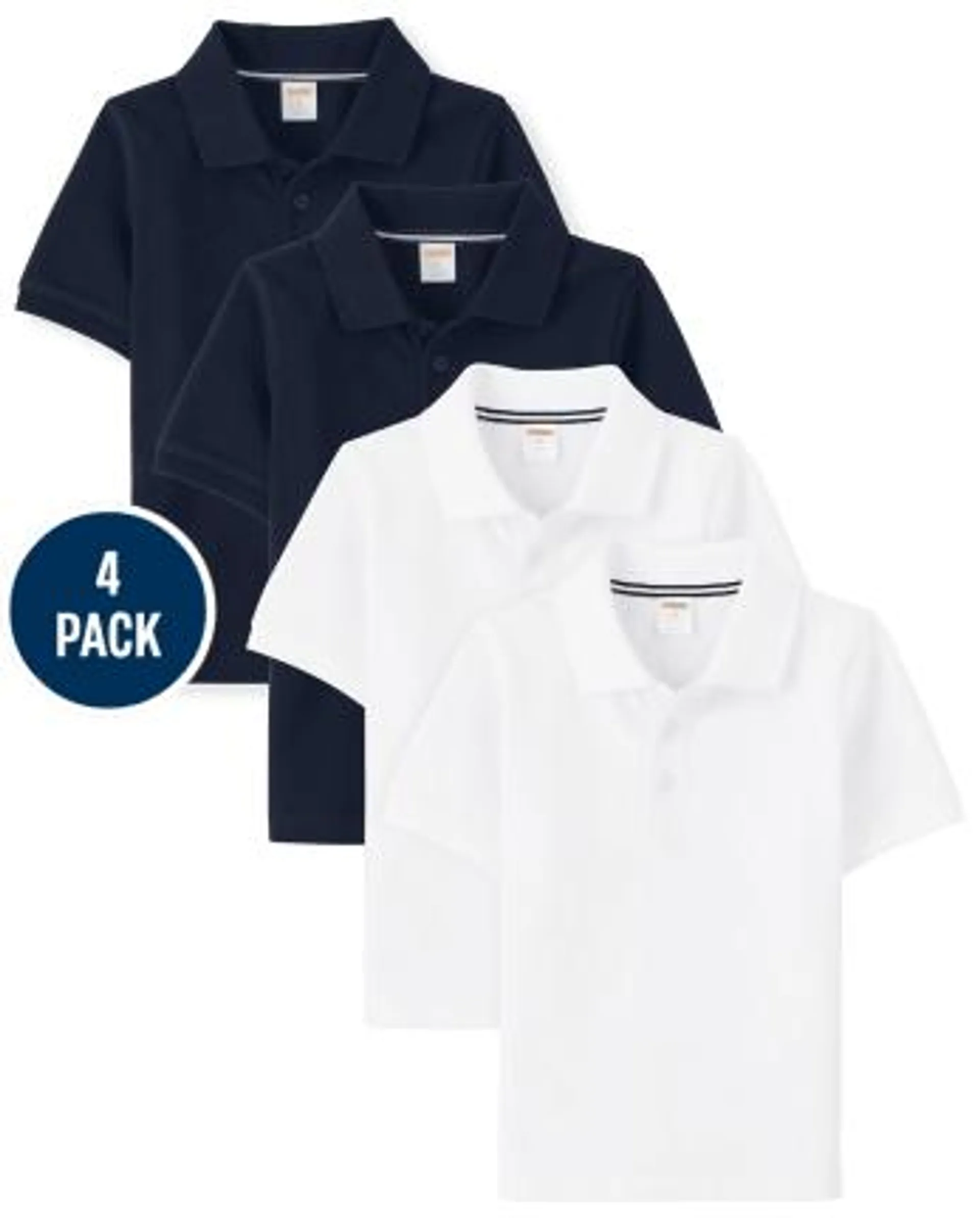 Boys Stain Resistant Polo 4-Pack - Uniform - multi clr