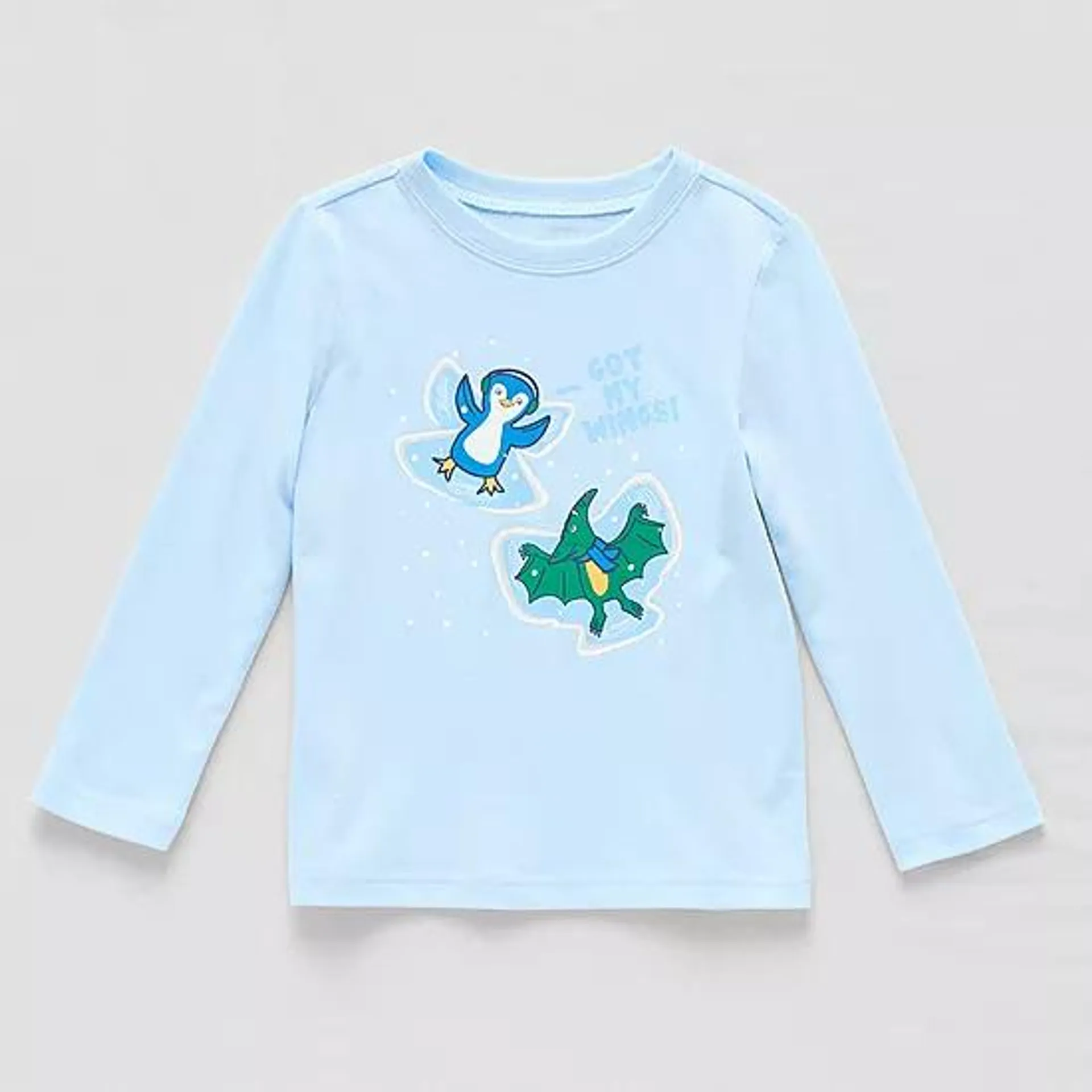 Okie Dokie Toddler & Little Boys Crew Neck Long Sleeve Graphic T-Shirt