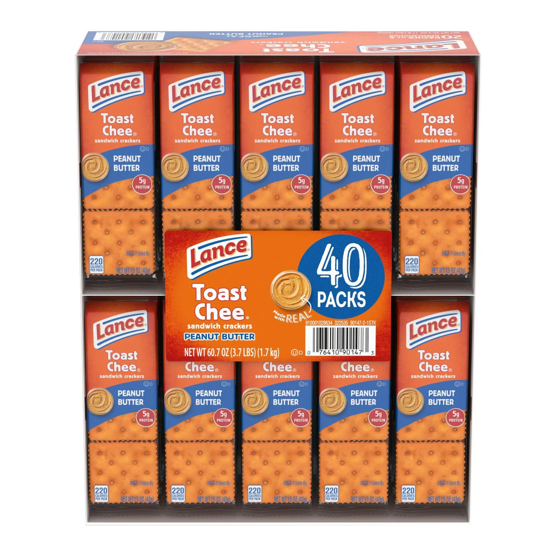 Lance ToastChee Peanut Butter Sandwich Crackers, 40 pk.