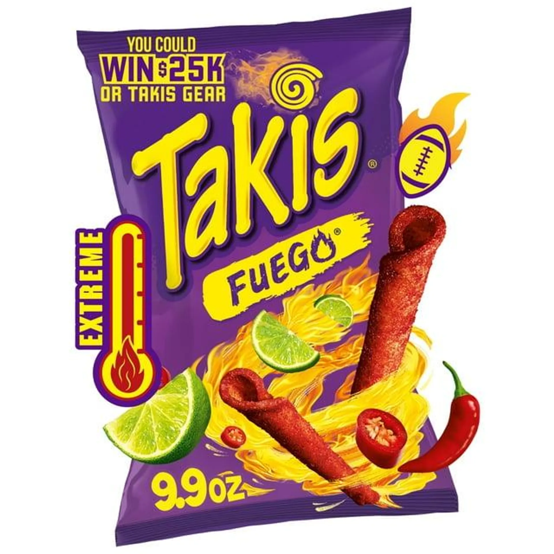 Takis Fuego 9.9 oz Sharing Size Bag, Hot Chili Pepper & Lime Rolled Tortilla Chips