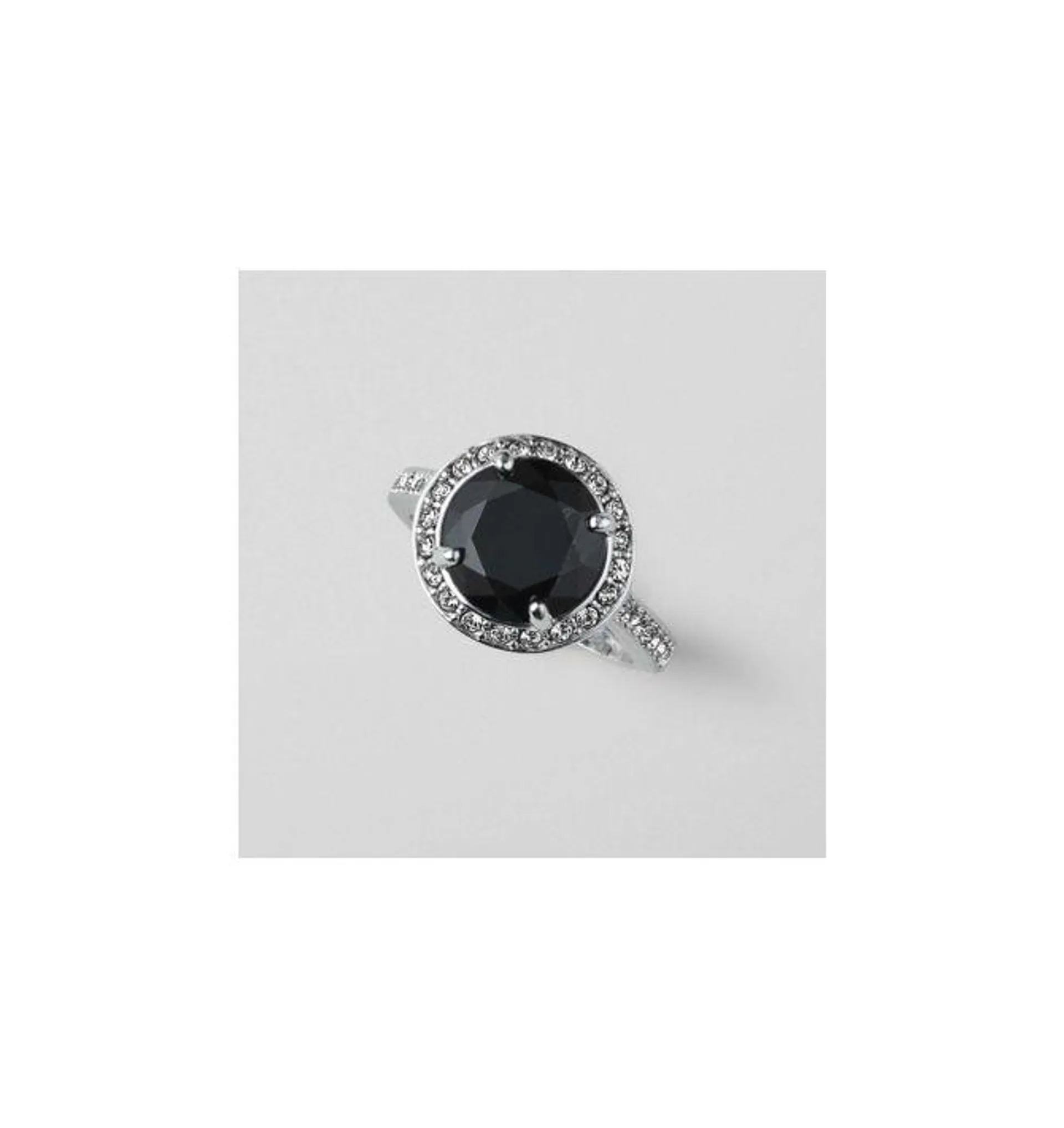 Black Round CZ Halo Cocktail Ring