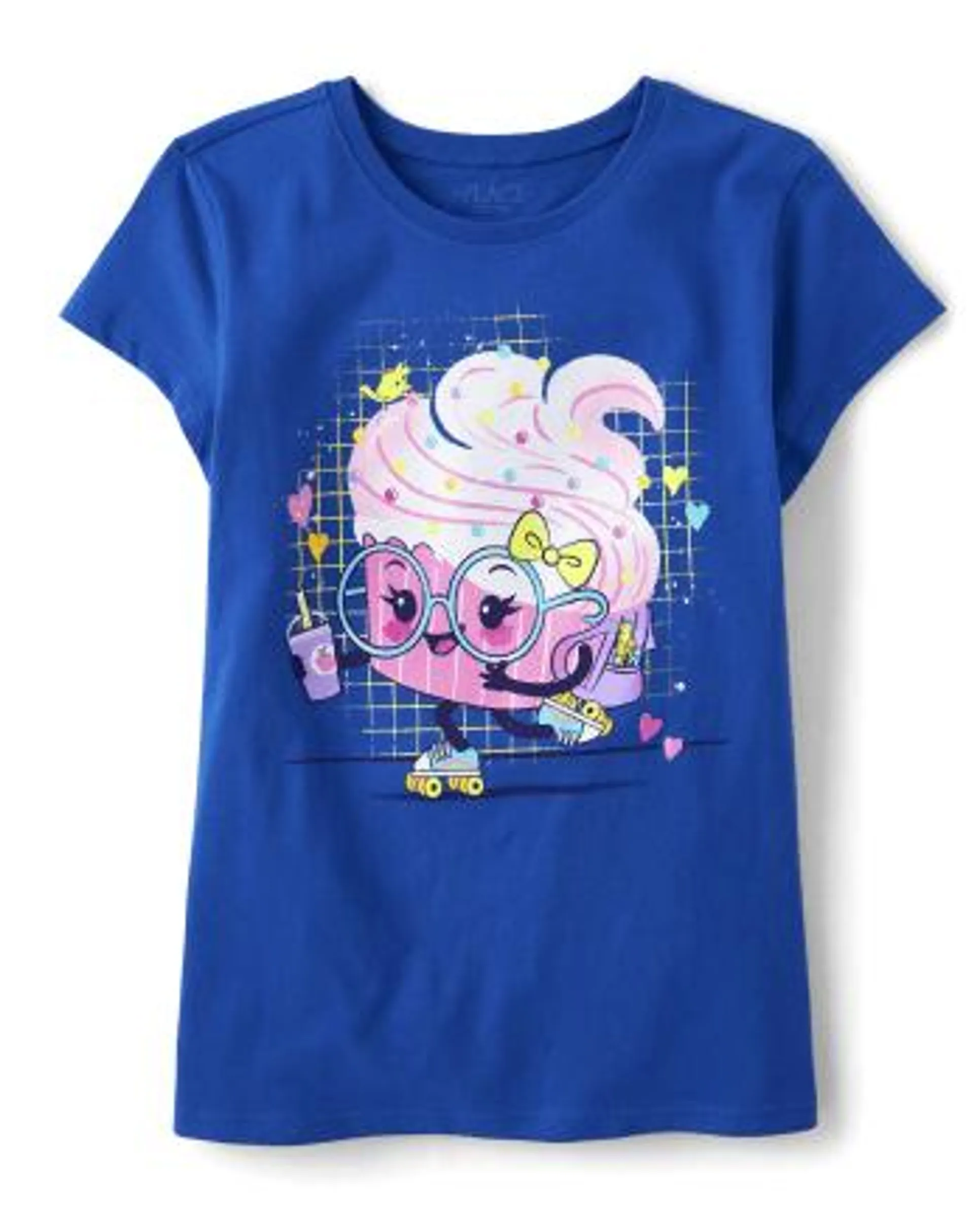 Girls Cupcake Roller Skate Graphic Tee - renew blue