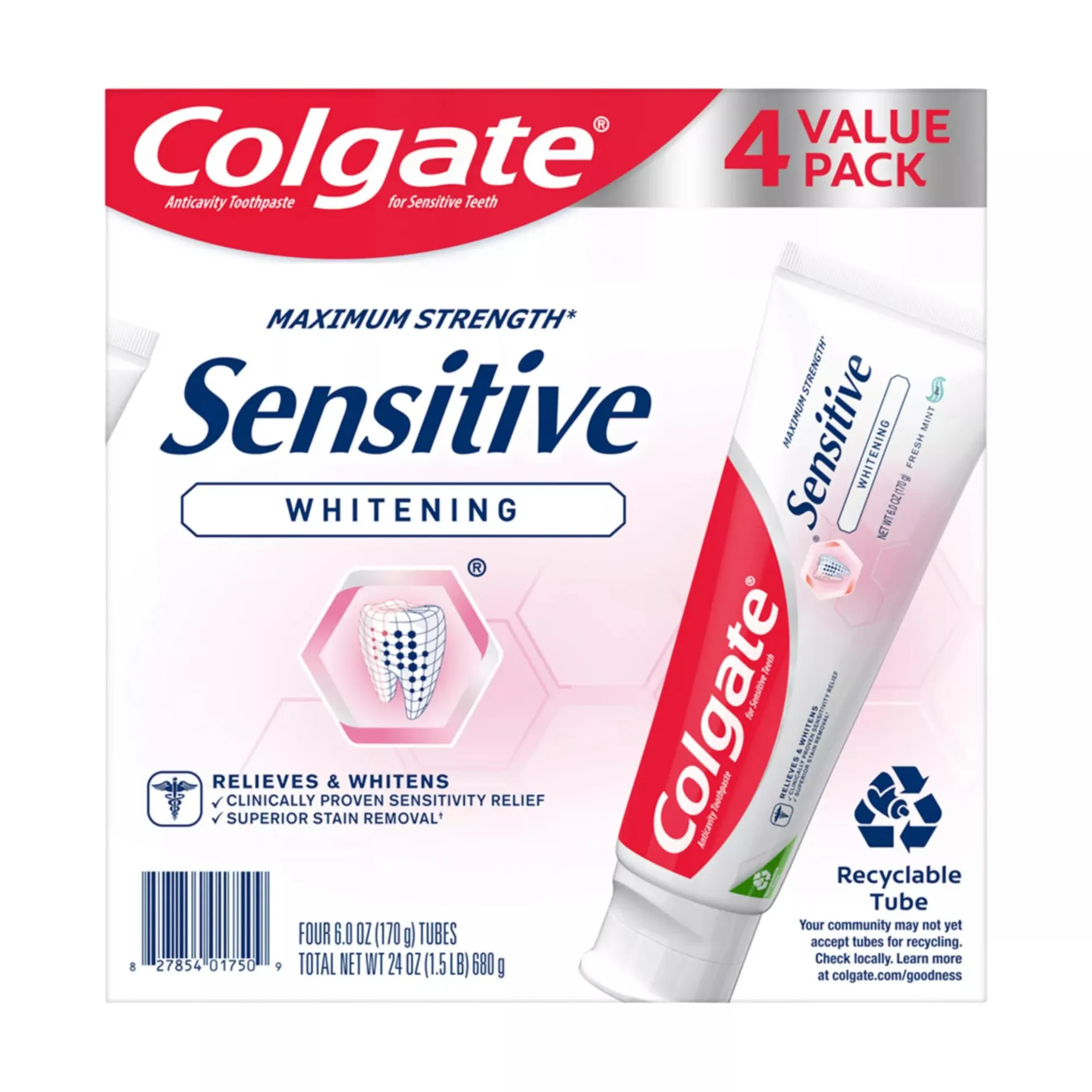 Colgate Sensitive Whitening Toothpaste, 4 pk./6.0 oz.