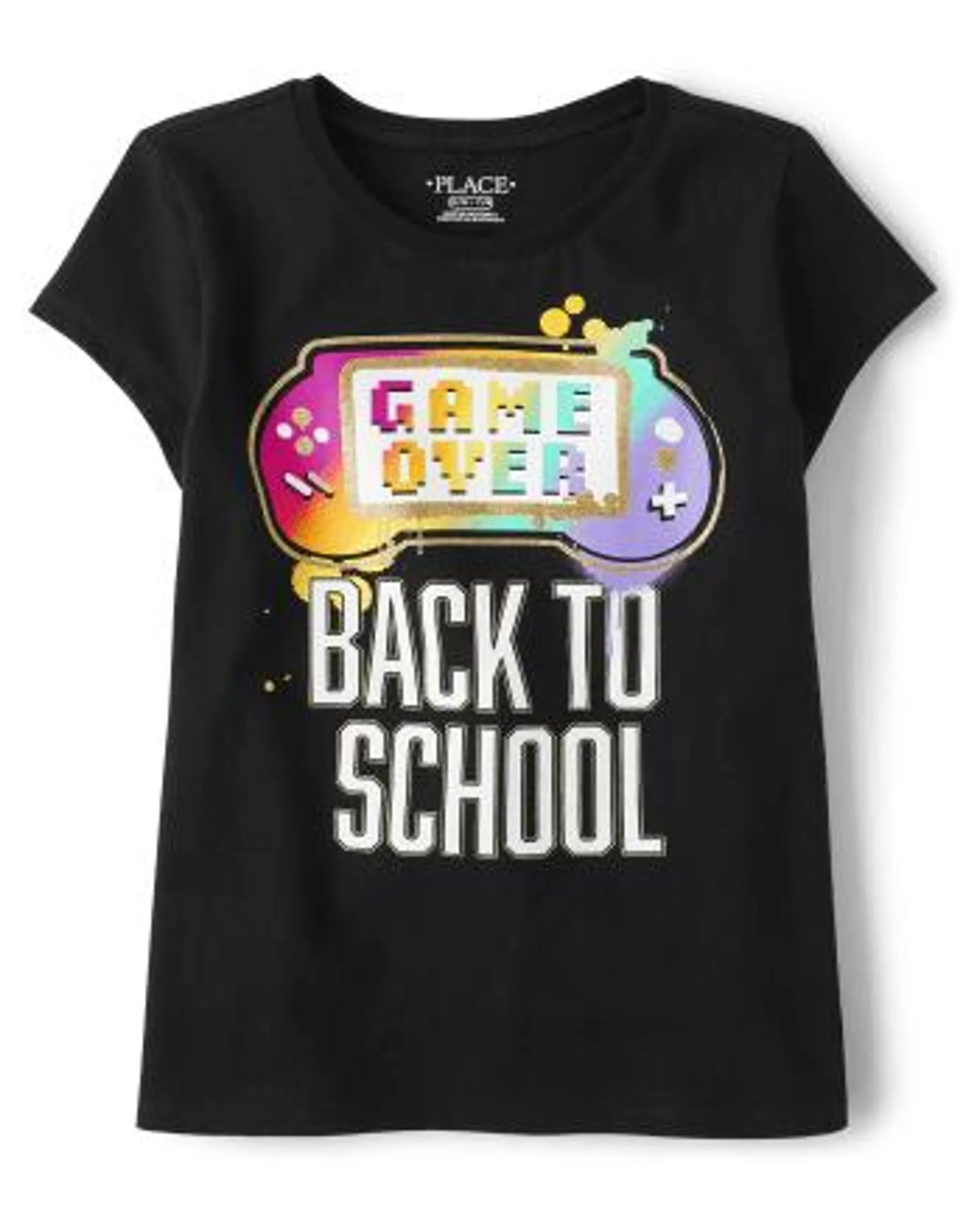 Girls Gamer School Graphic Tee - black