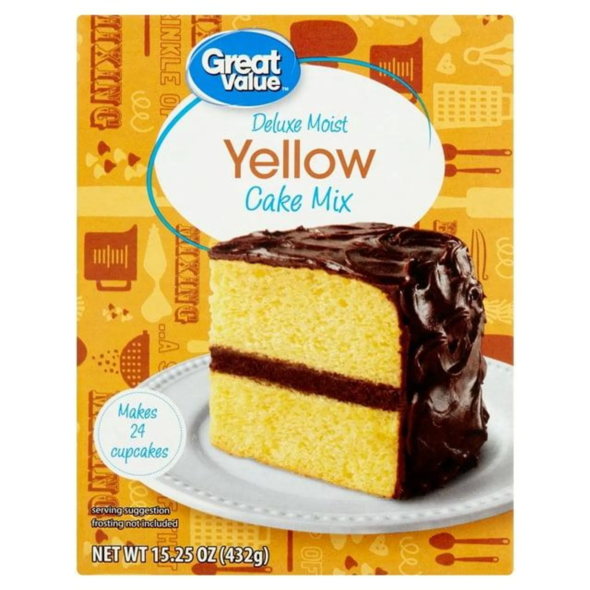 Great Value Deluxe Moist Yellow Cake Mix 15.25 oz Box