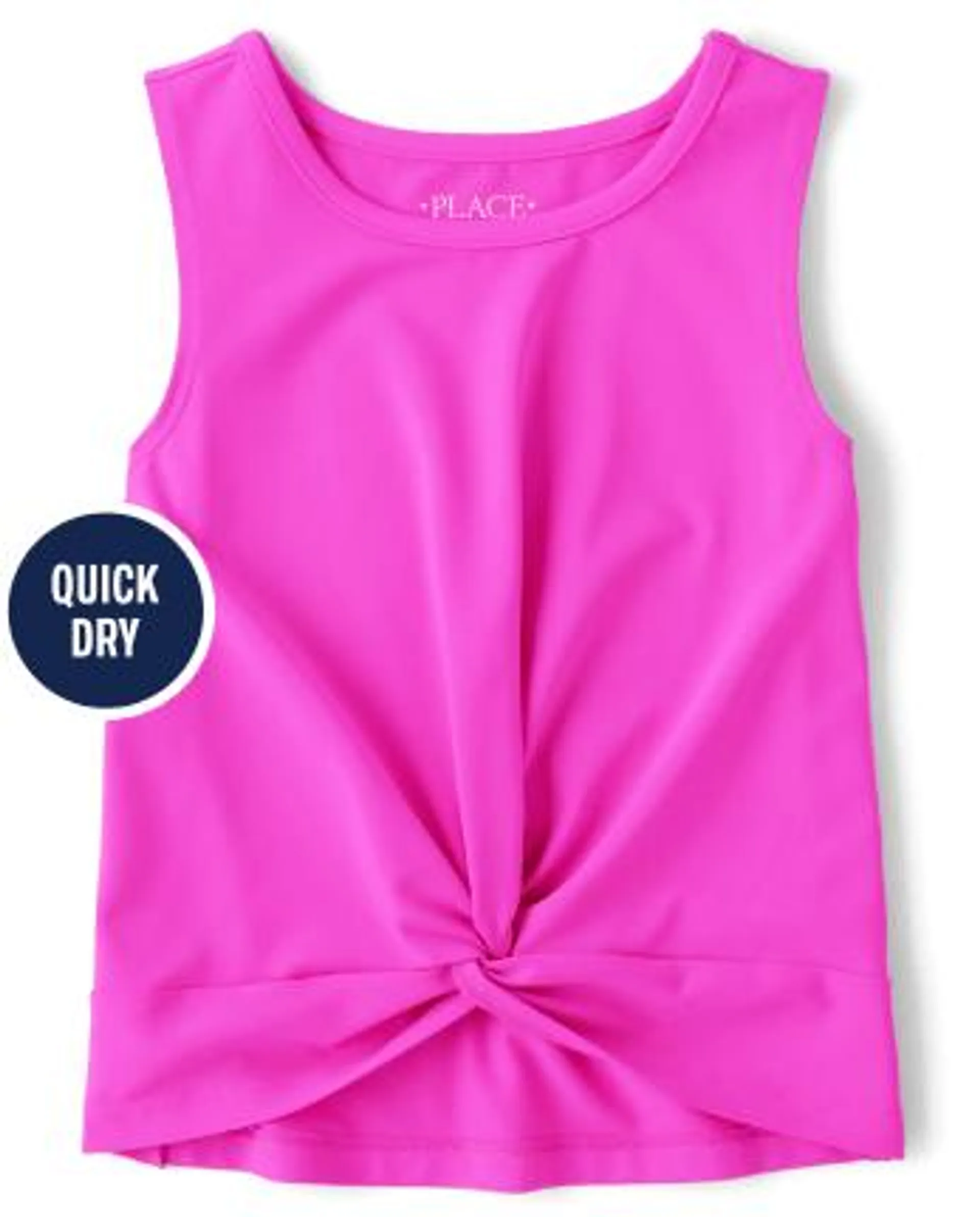 Girls Quick Dry Twist Front Tank Top - nn pinkbeam cl