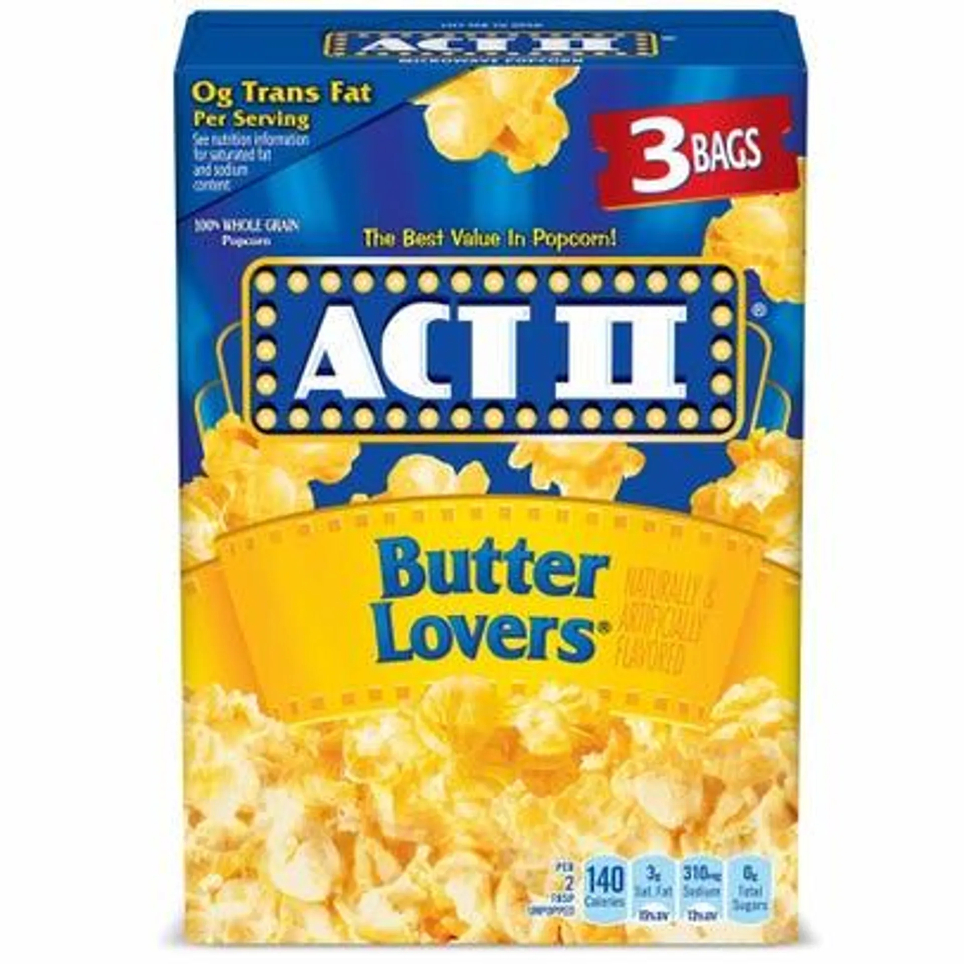 Act II Butter Lovers Microwave Popcorn Bags - 2.75 oz, 3 ct