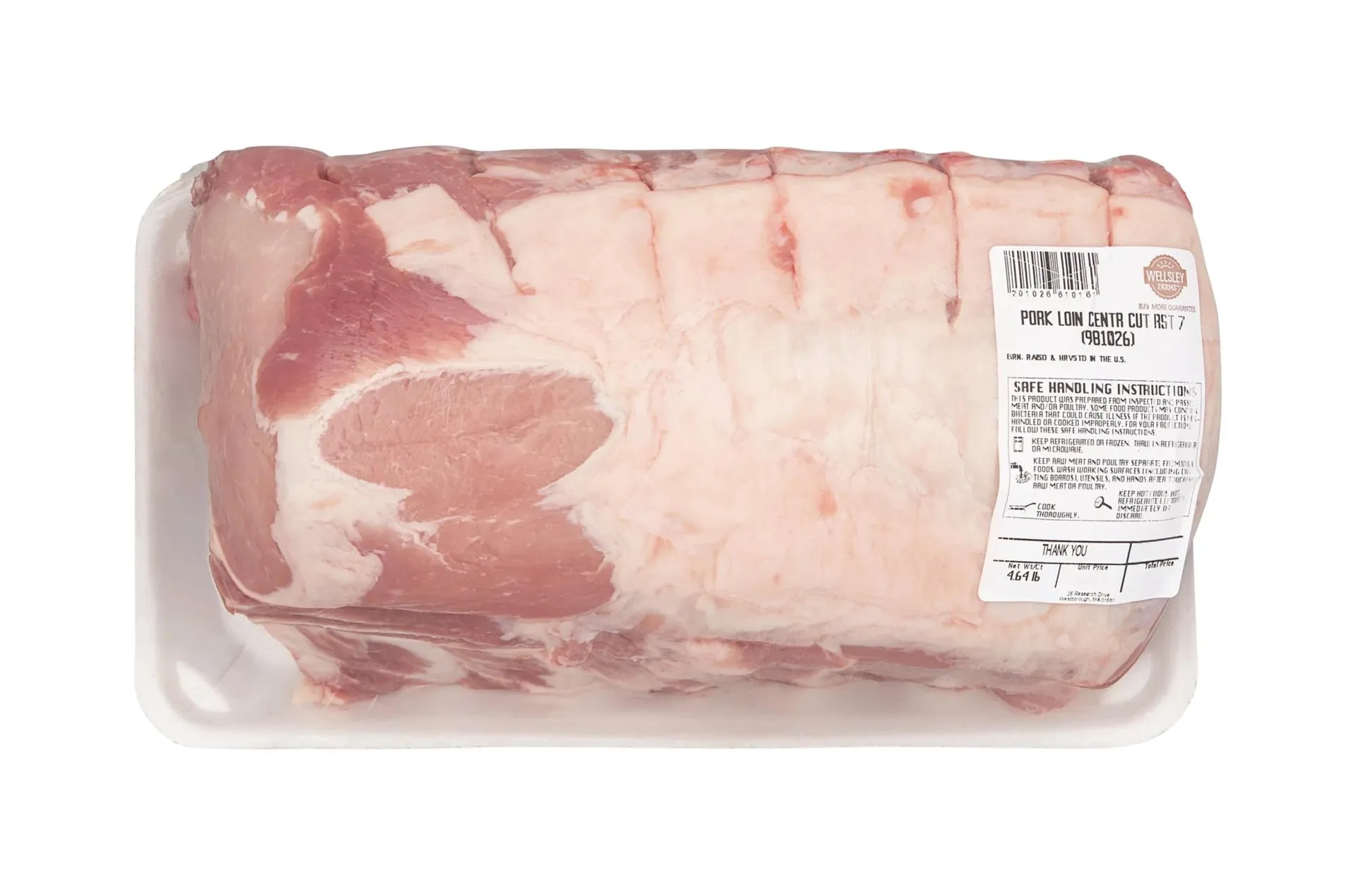 Wellsley Farms Fresh Pork Loin Bone-In Center Cut Roast, 3.75-4.5 lb