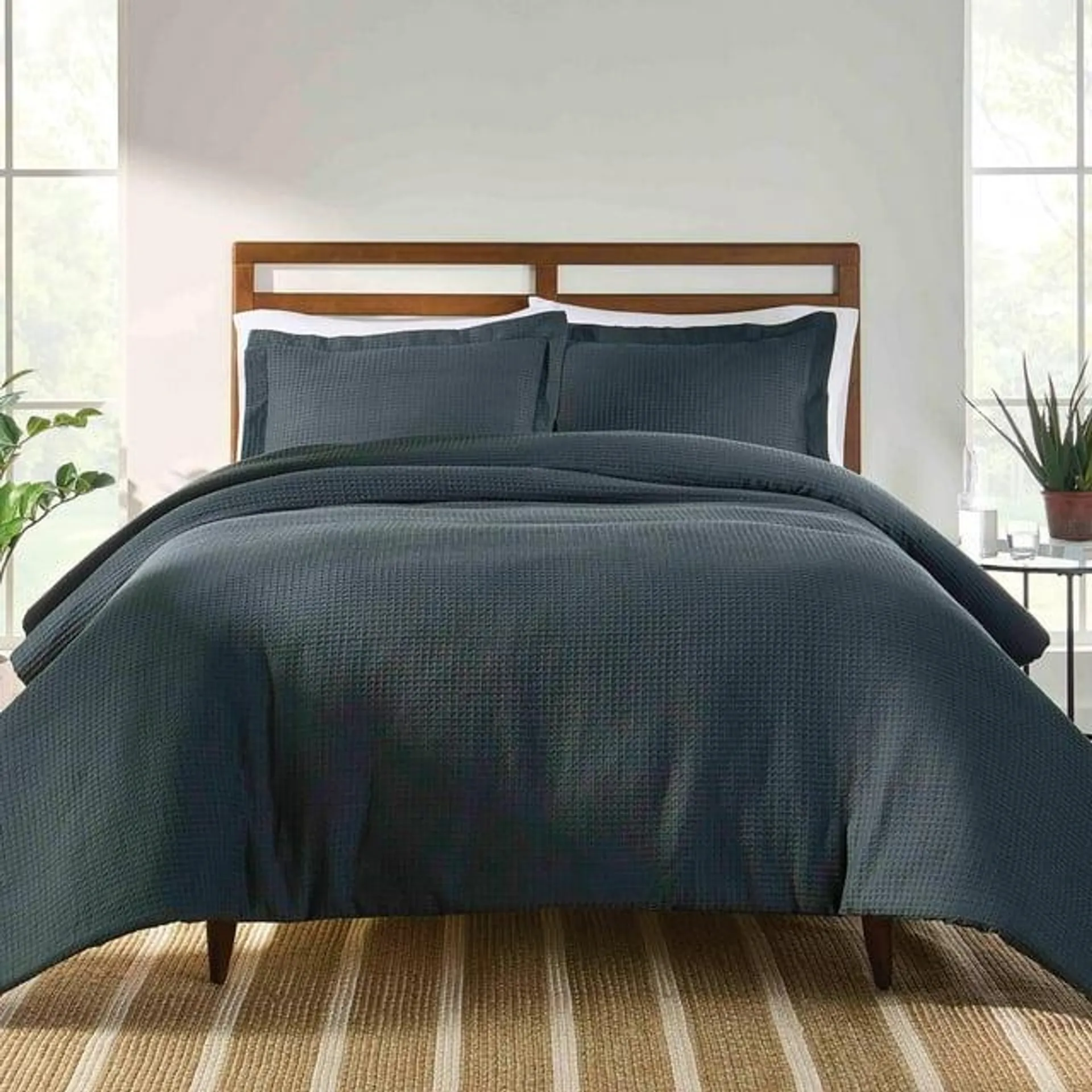 Better Homes & Gardens 3-Piece Grey Waffle Comforter Set, Adult Full/Queen