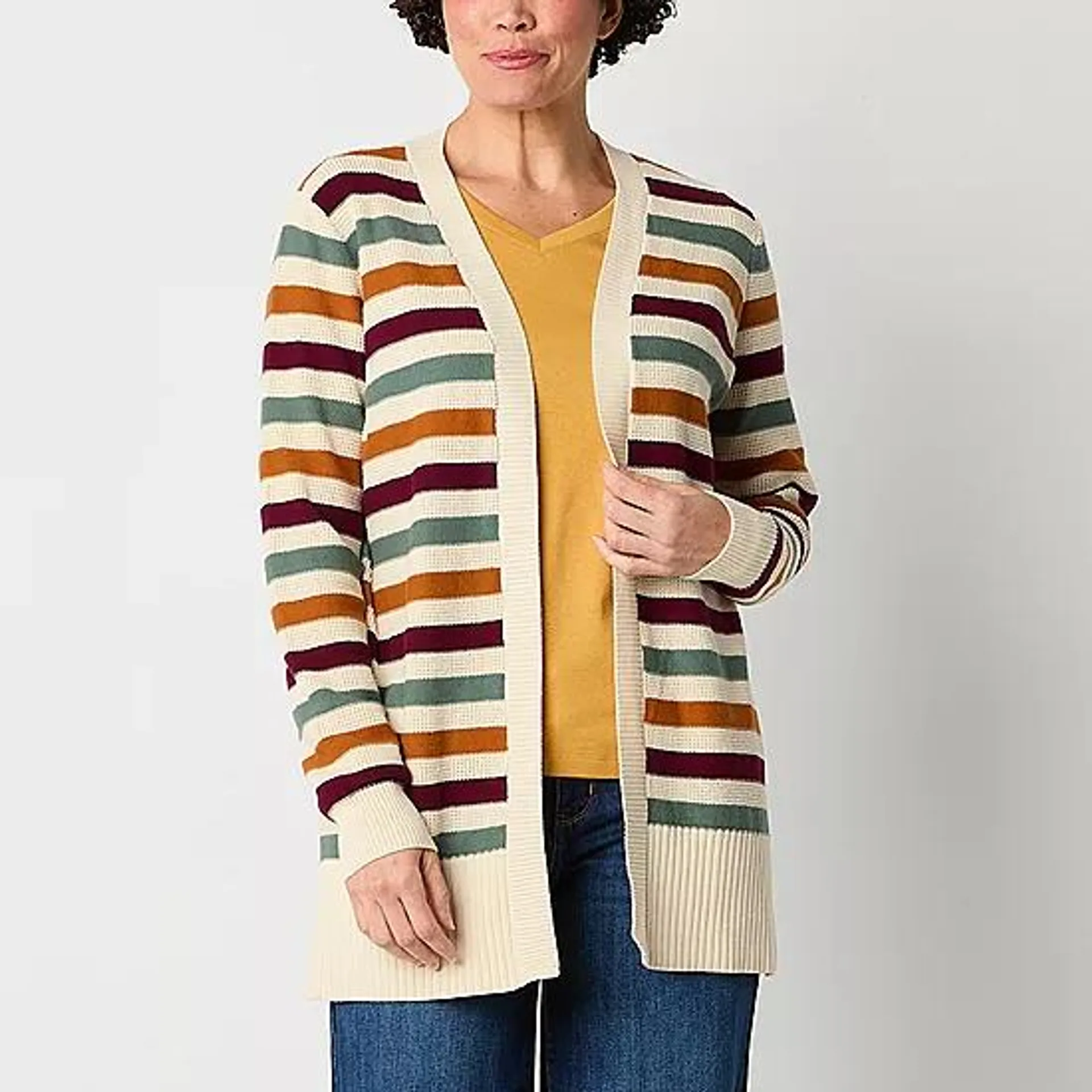 St. John's Bay Womens Long Sleeve Open Front Cardigan