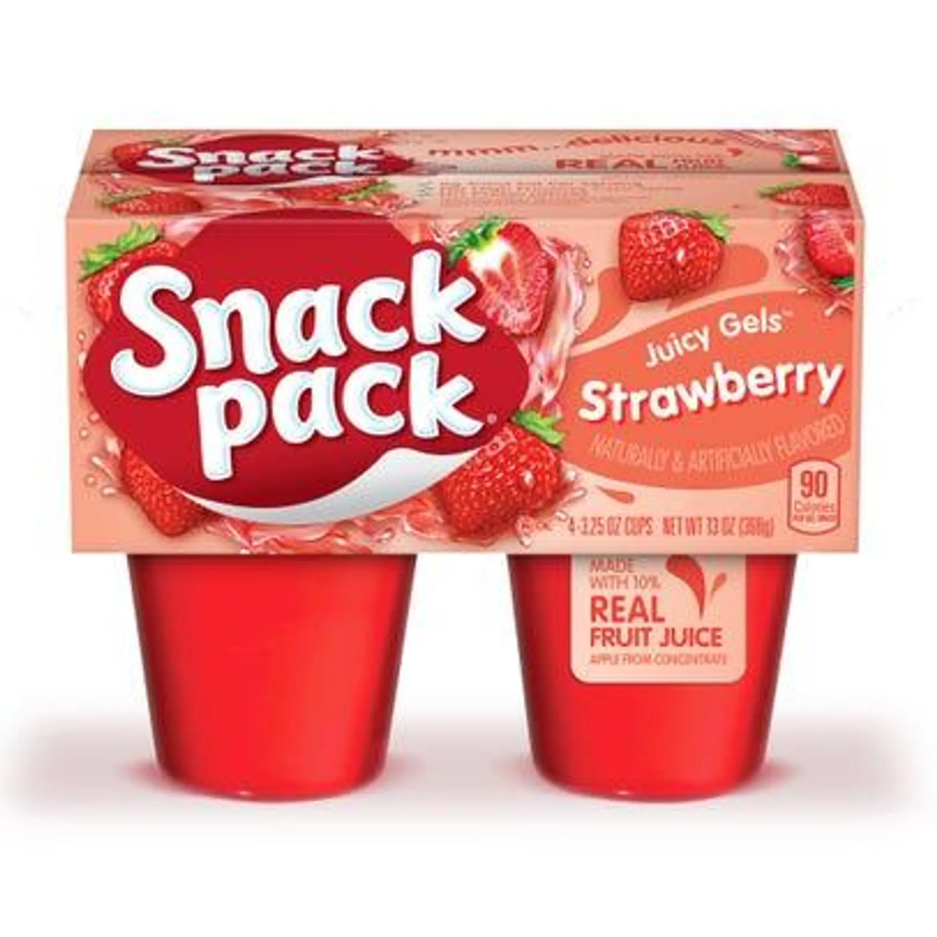 Snack Pack Gel Snacks, Strawberry, 3.25 oz - 4 ct