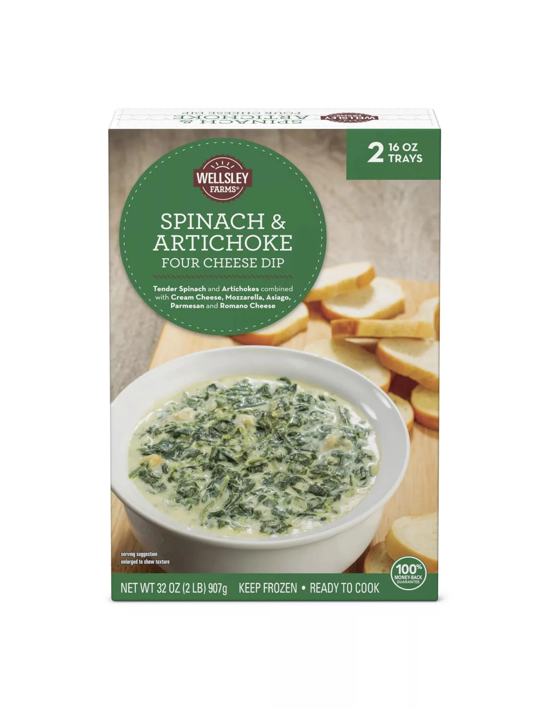 Wellsley Farms Spinach and Artichoke Four Cheese Dip, 2 pk./16 oz.