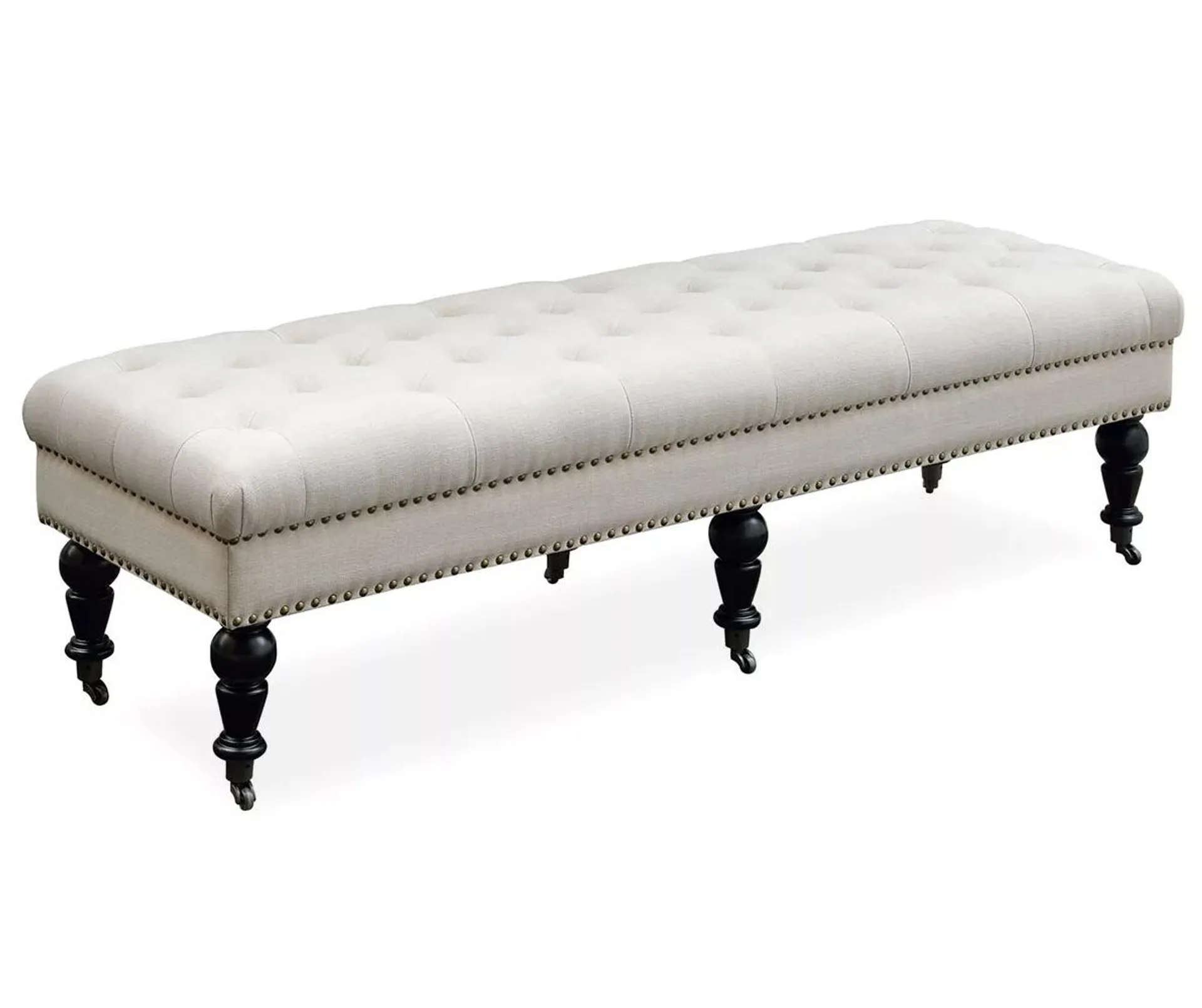 Natural Beige Padded French Country Bench