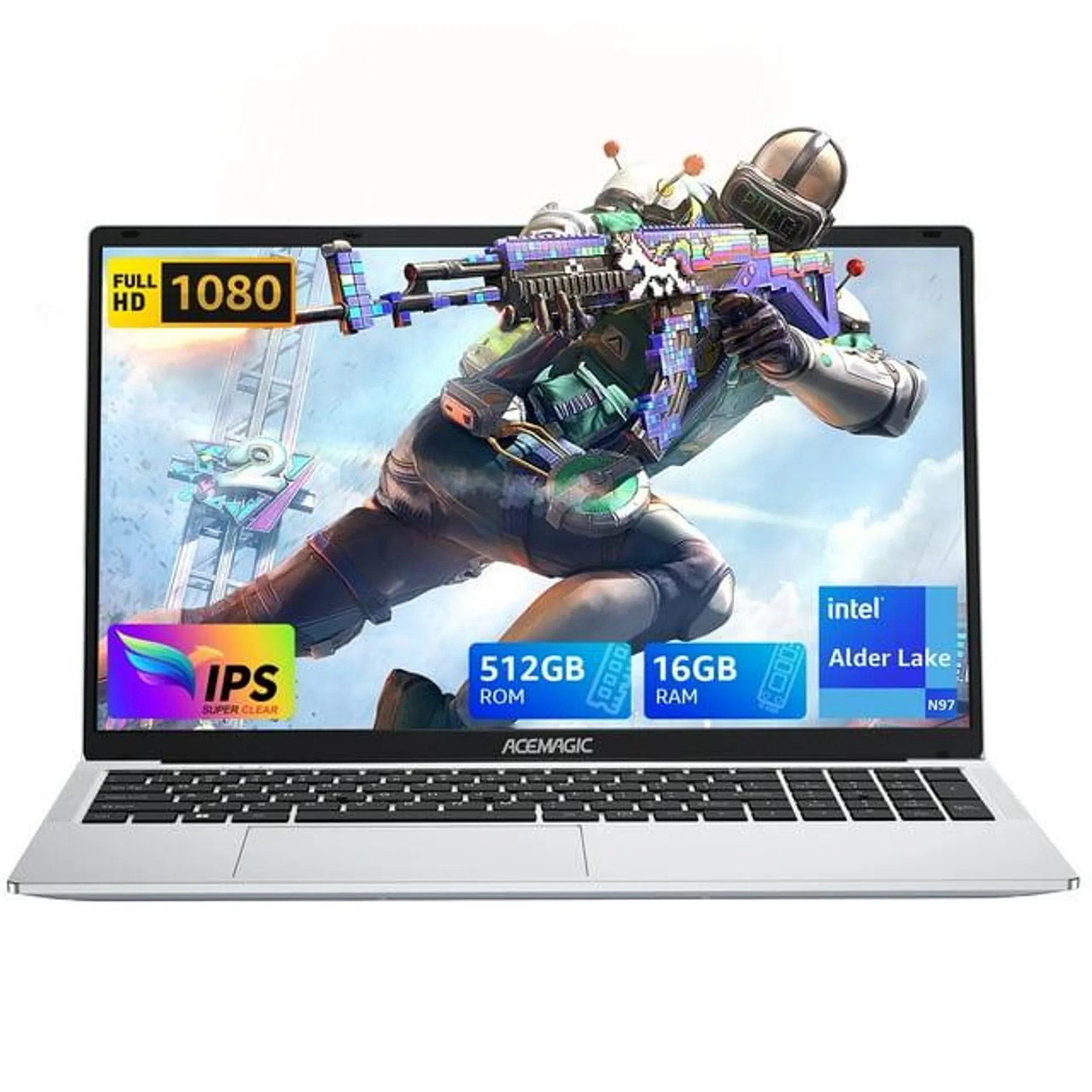 Laptop Computer 16-inch IPS with Intel N97 16GB DDR4 512GB M.2 2280 SSD Windows 11