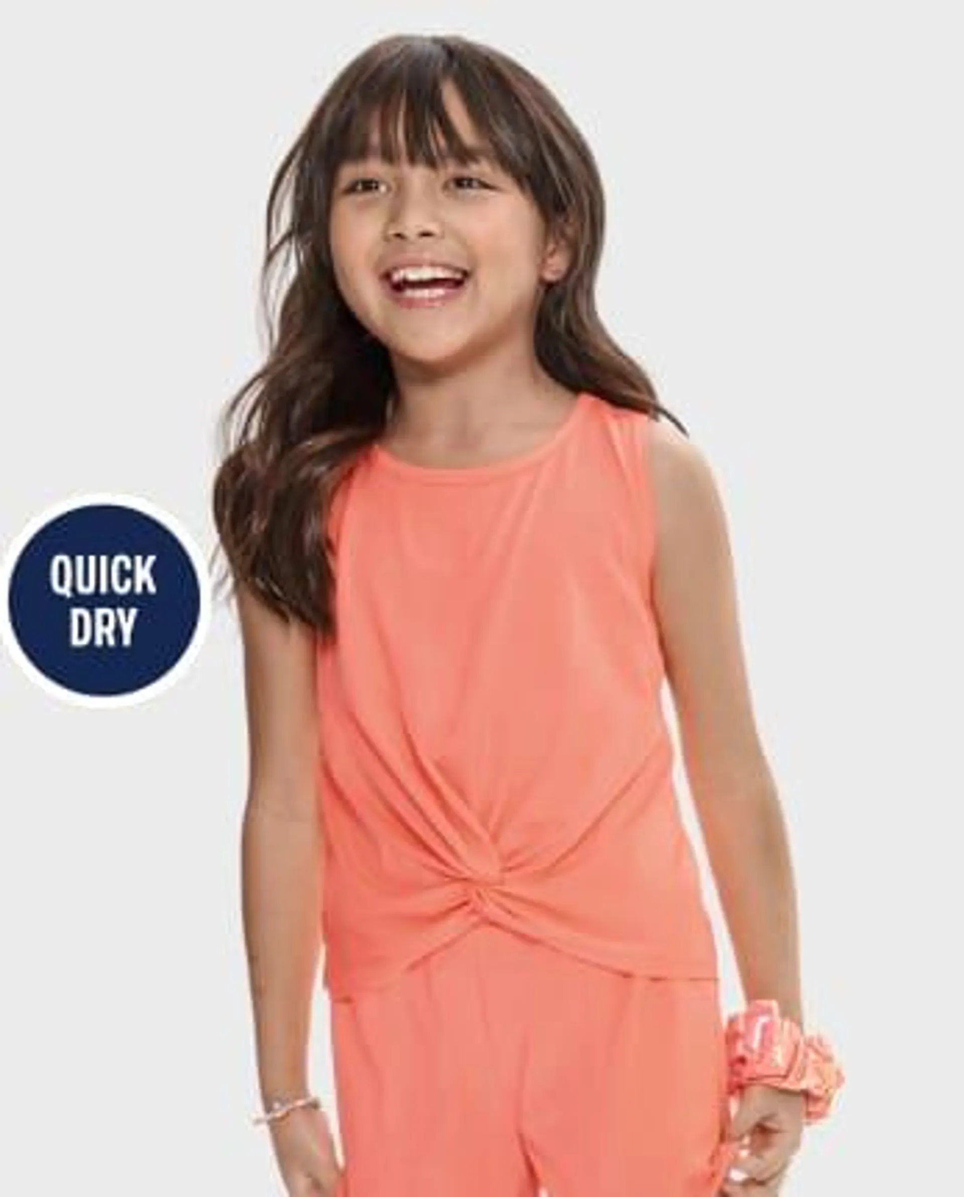 Girls Quick Dry Twist Front Tank Top - coralrcket