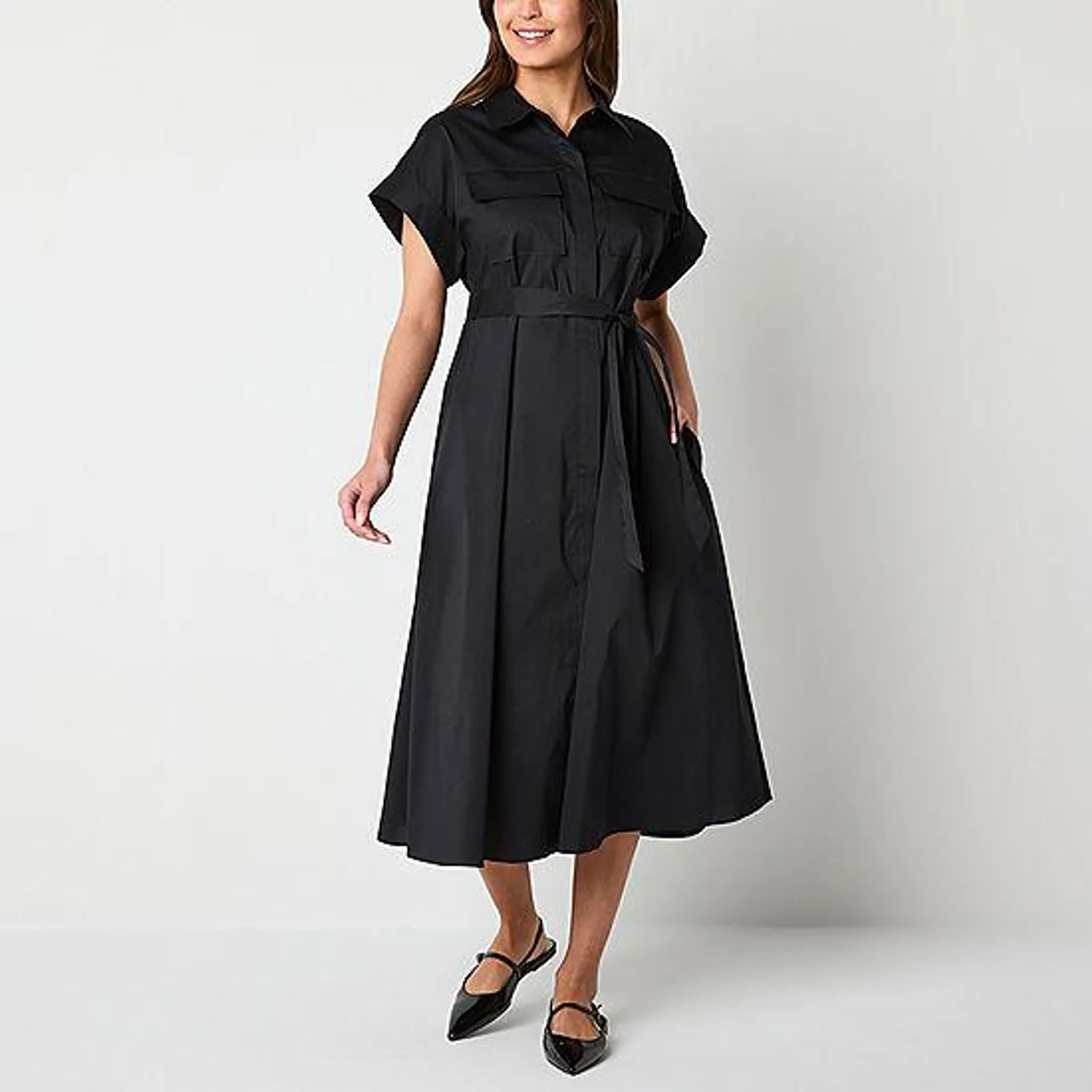 Worthington Short Sleeve Shirt Dress