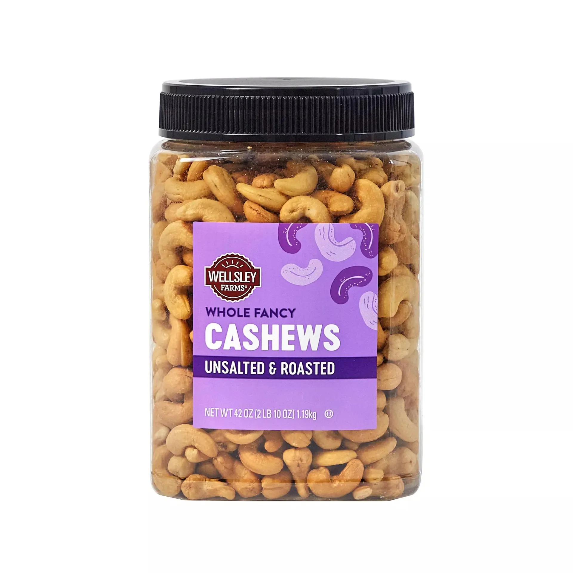 Wellsley Farms Whole Fancy Roasted Unsalted Cashews, 42 oz.