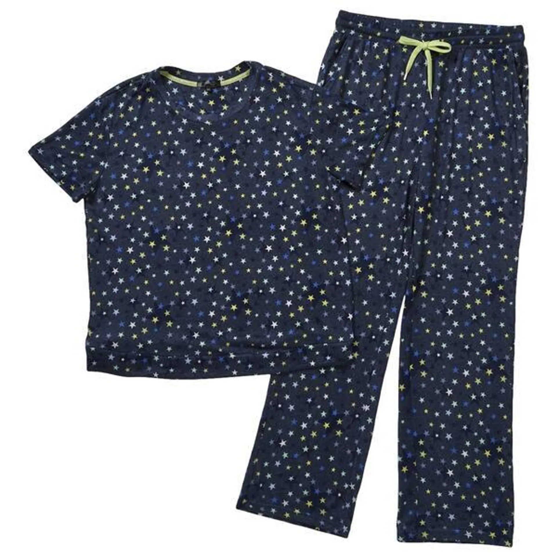 Womens Emily & Jane Short Sleeve Stars Scoop Neck Pajama Set